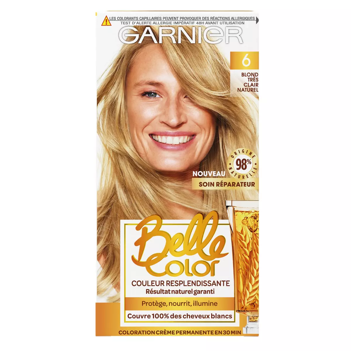 GARNIER Belle color coloration permanente 06 blond très clair naturel 3 produits 1 kit