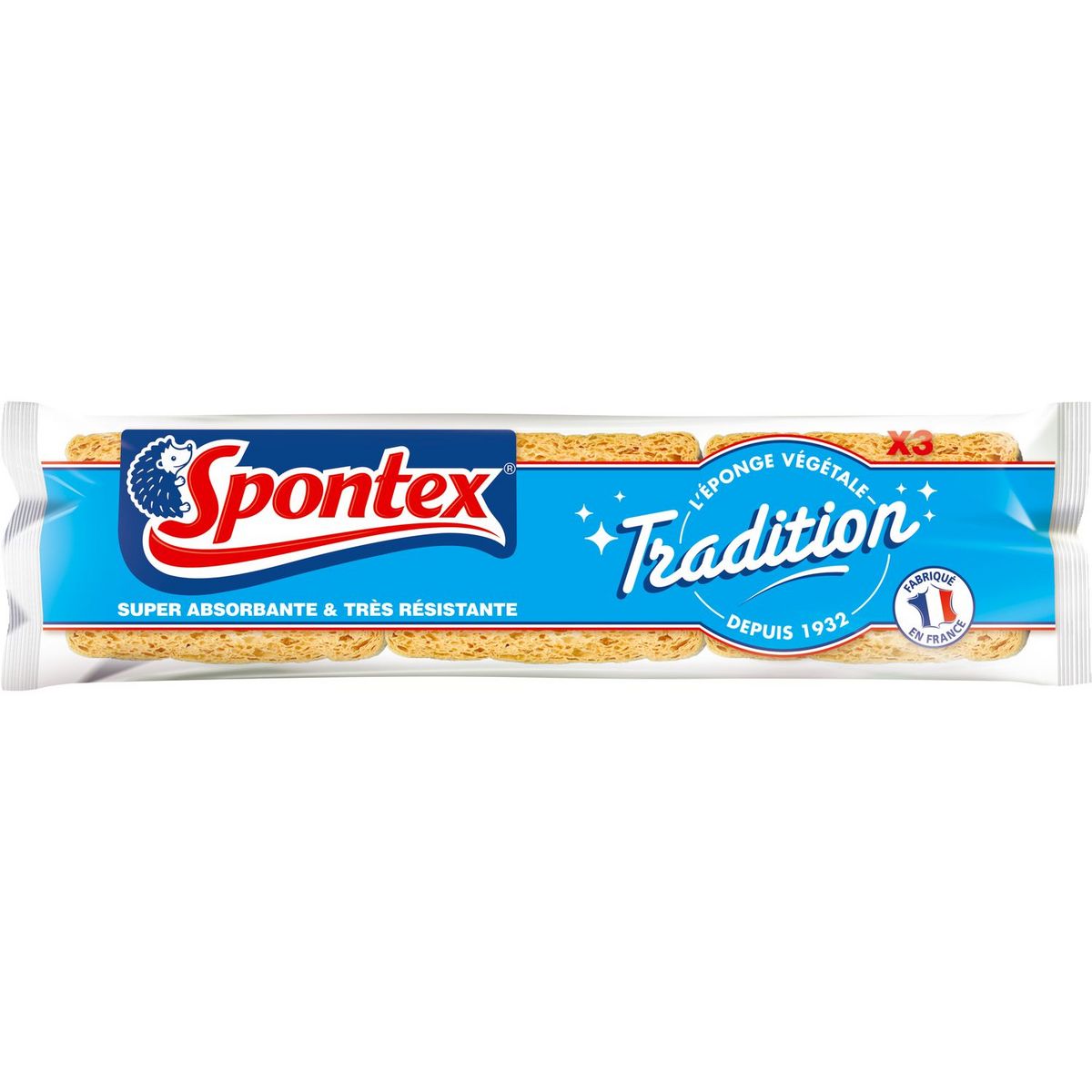 SPONTEX Eponges tradition résistante à la javel 3 éponges