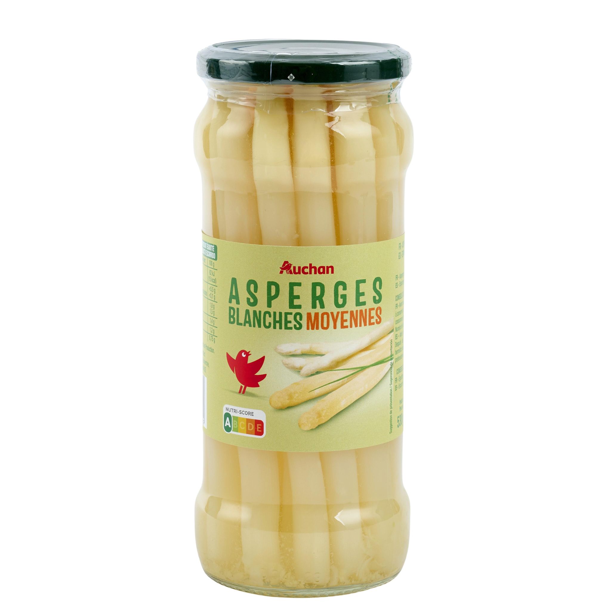 Voir la diapositive 2 : AUCHAN Asperges blanches moyennes en bocal 320g