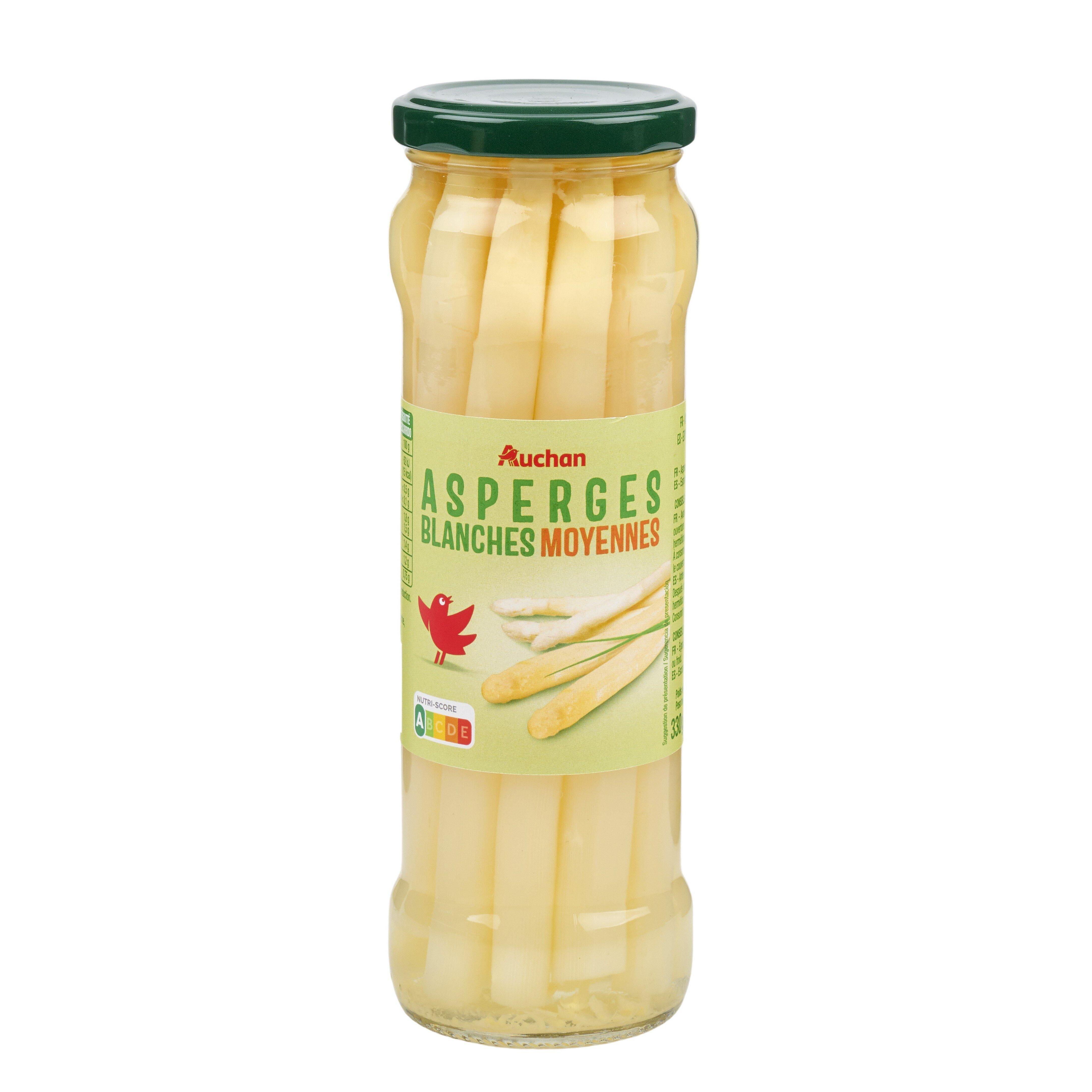 Voir la diapositive 3 : AUCHAN Asperges blanches moyennes en bocal 205g