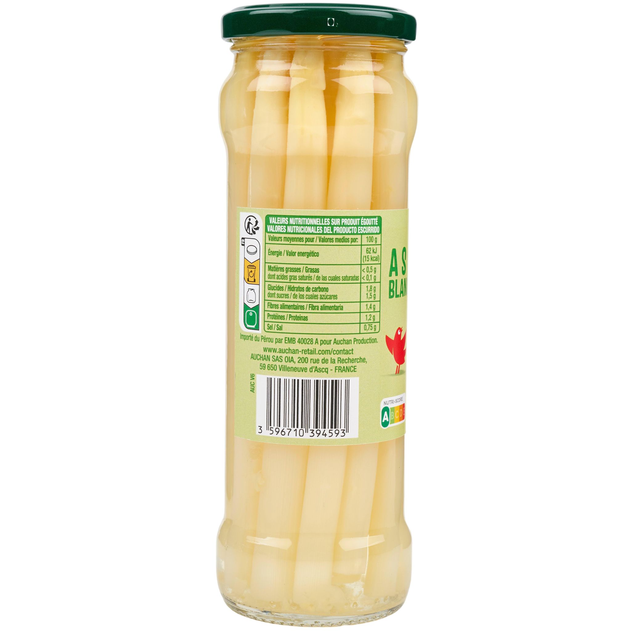 Voir la diapositive 5 : AUCHAN Asperges blanches moyennes en bocal 205g