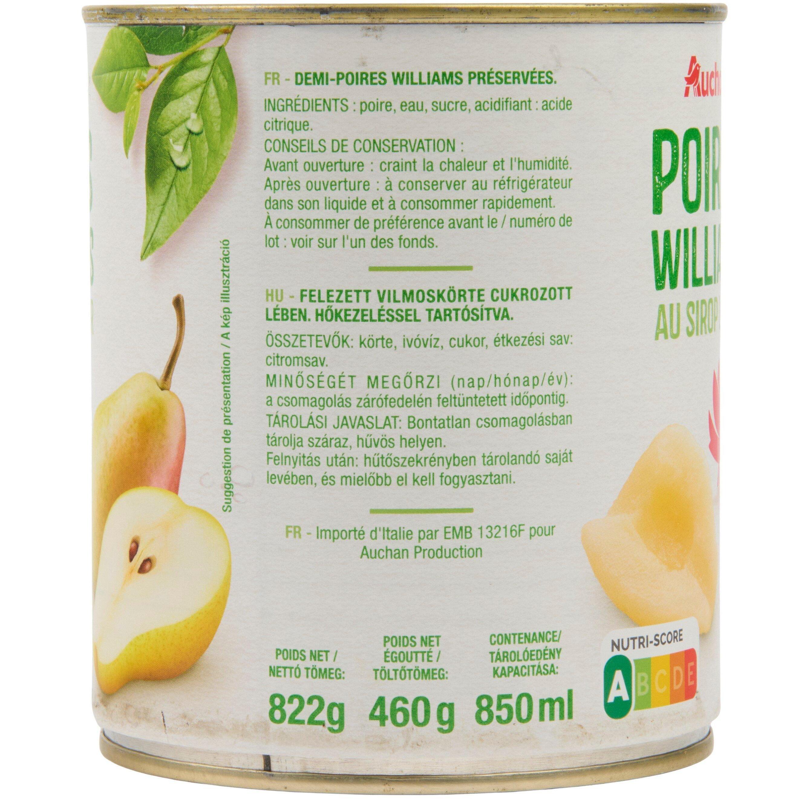 Voir la diapositive 5 : AUCHAN Poires williams au sirop léger 820g