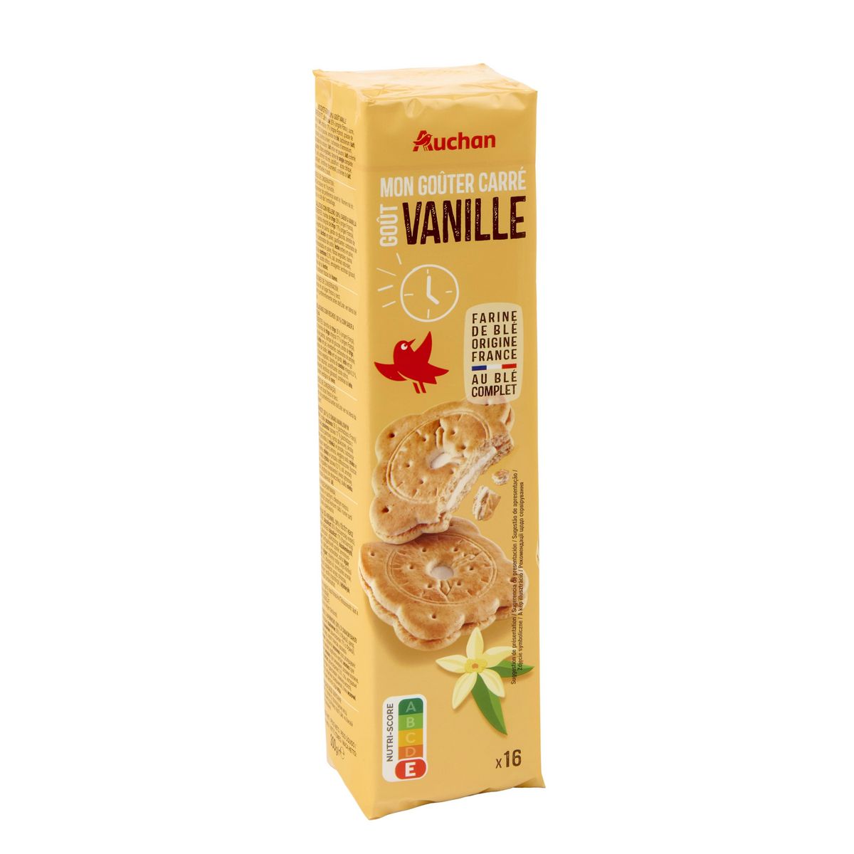 AUCHAN Mon Goûter carré Biscuits goût vanille 16 biscuits 300g