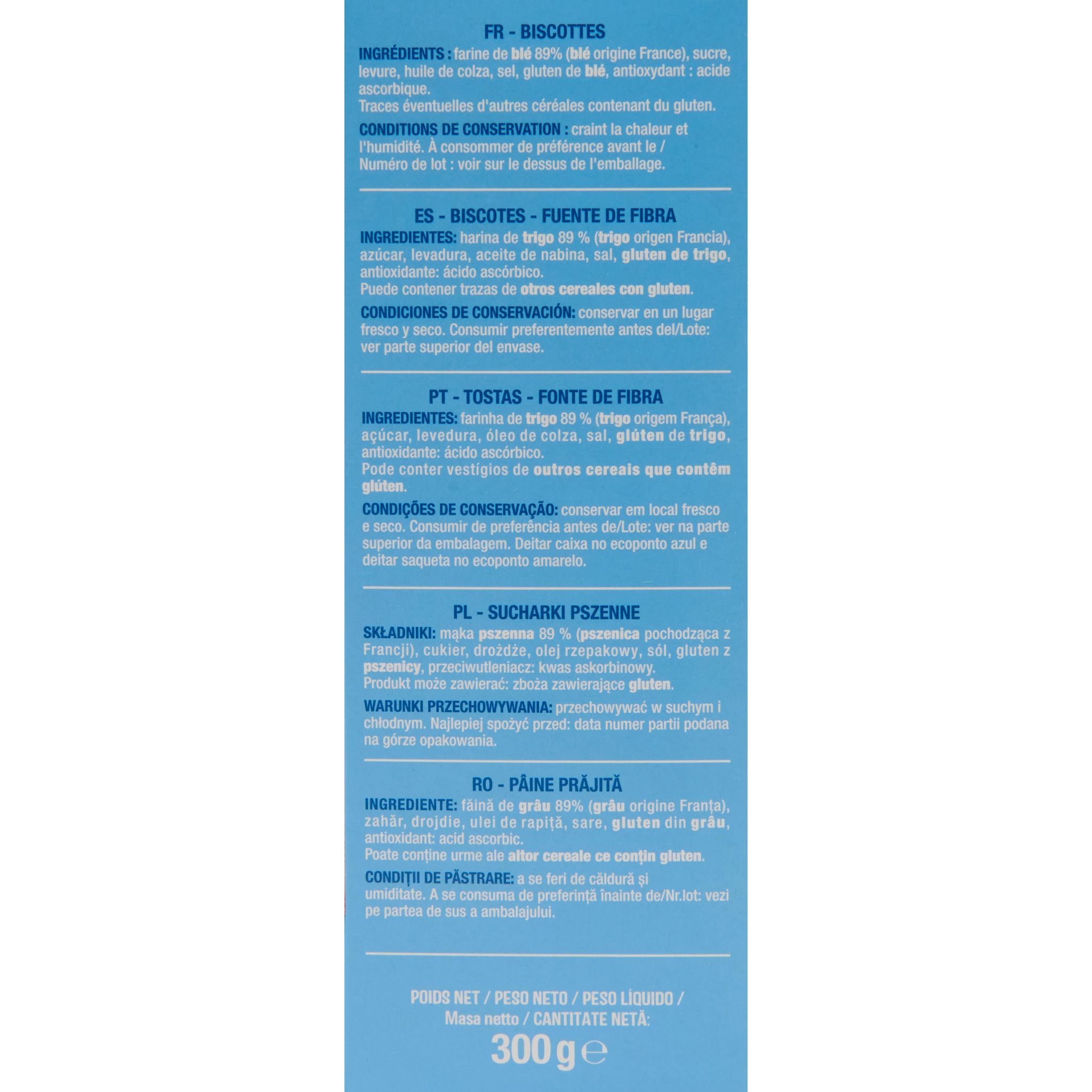 Voir la diapositive 3 : AUCHAN Biscottes au froment sans huile de palme 2x18 biscottes 300g