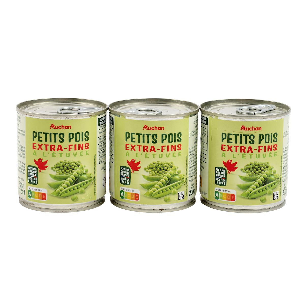 AUCHAN Petits pois extra-fins 3x140g