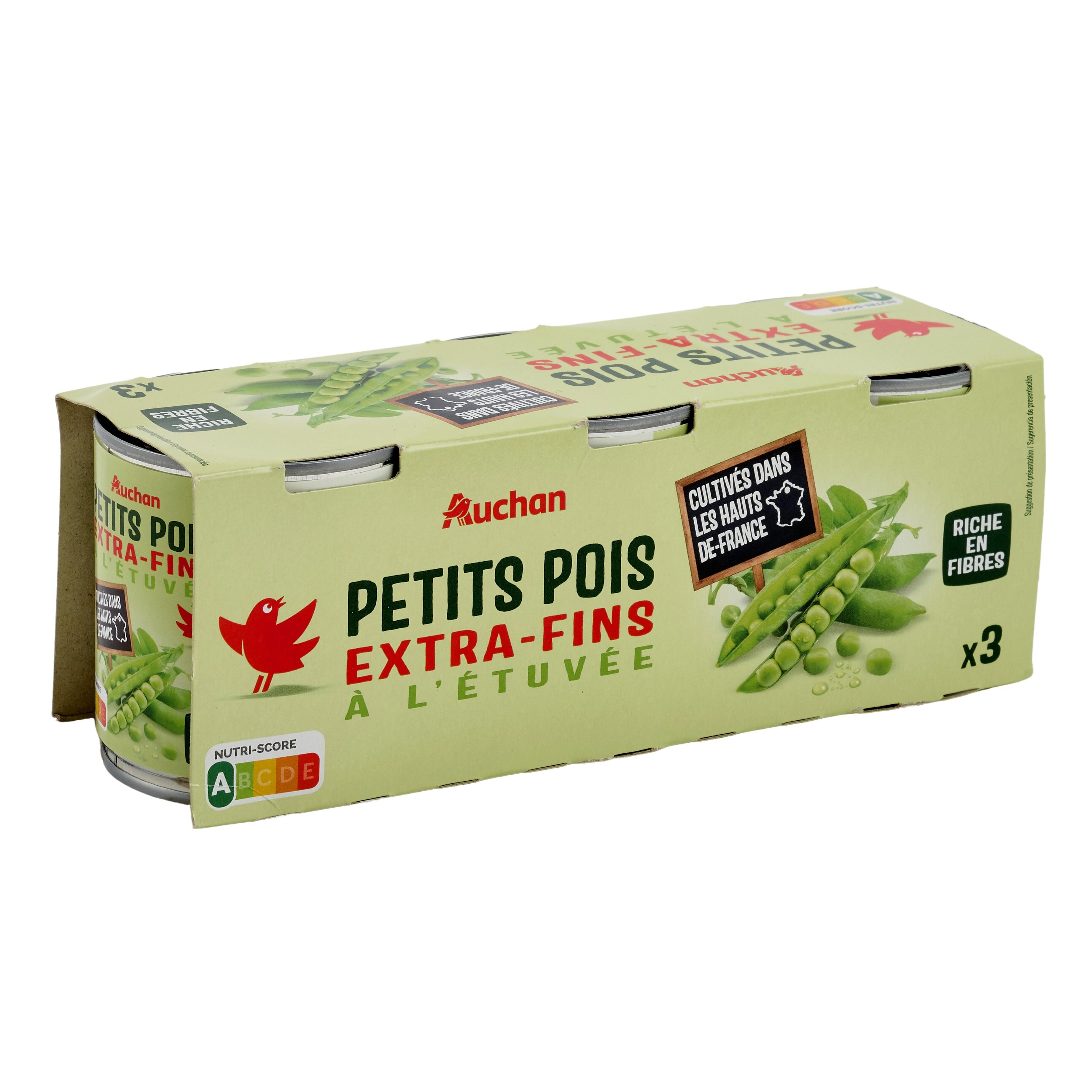 Voir la diapositive 3 : AUCHAN Petits pois extra-fins 3x140g