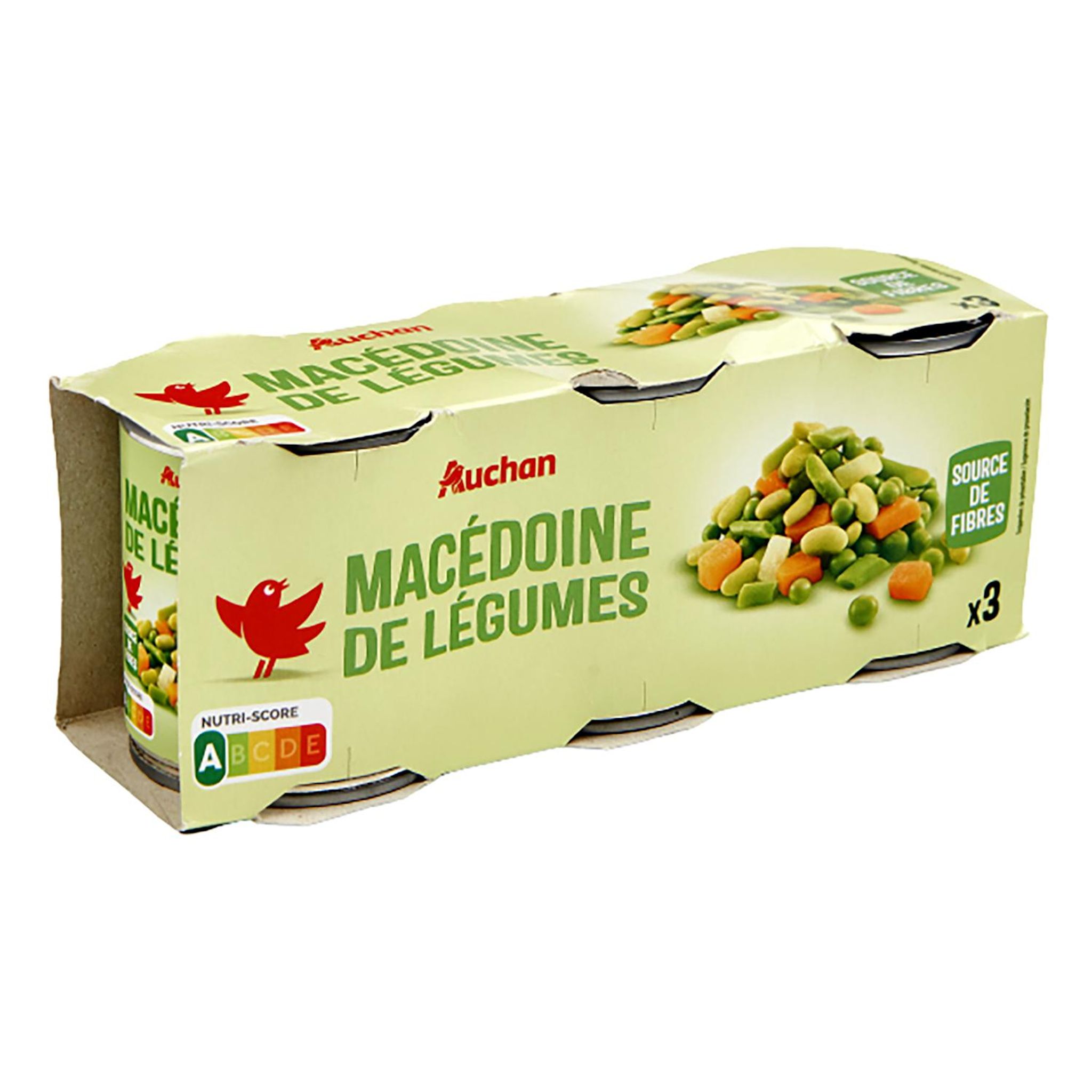 Voir la diapositive 4 : AUCHAN Macédoine de légumes 3x130g