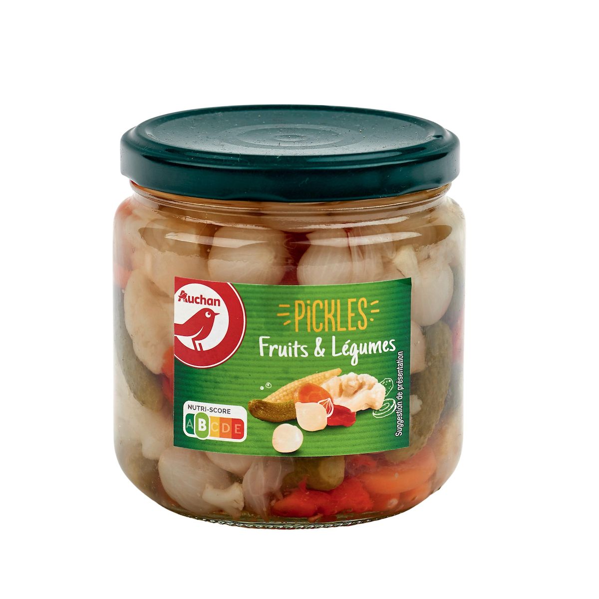 AUCHAN Pickles de fruits et légumes au vinaigre en bocal 240g