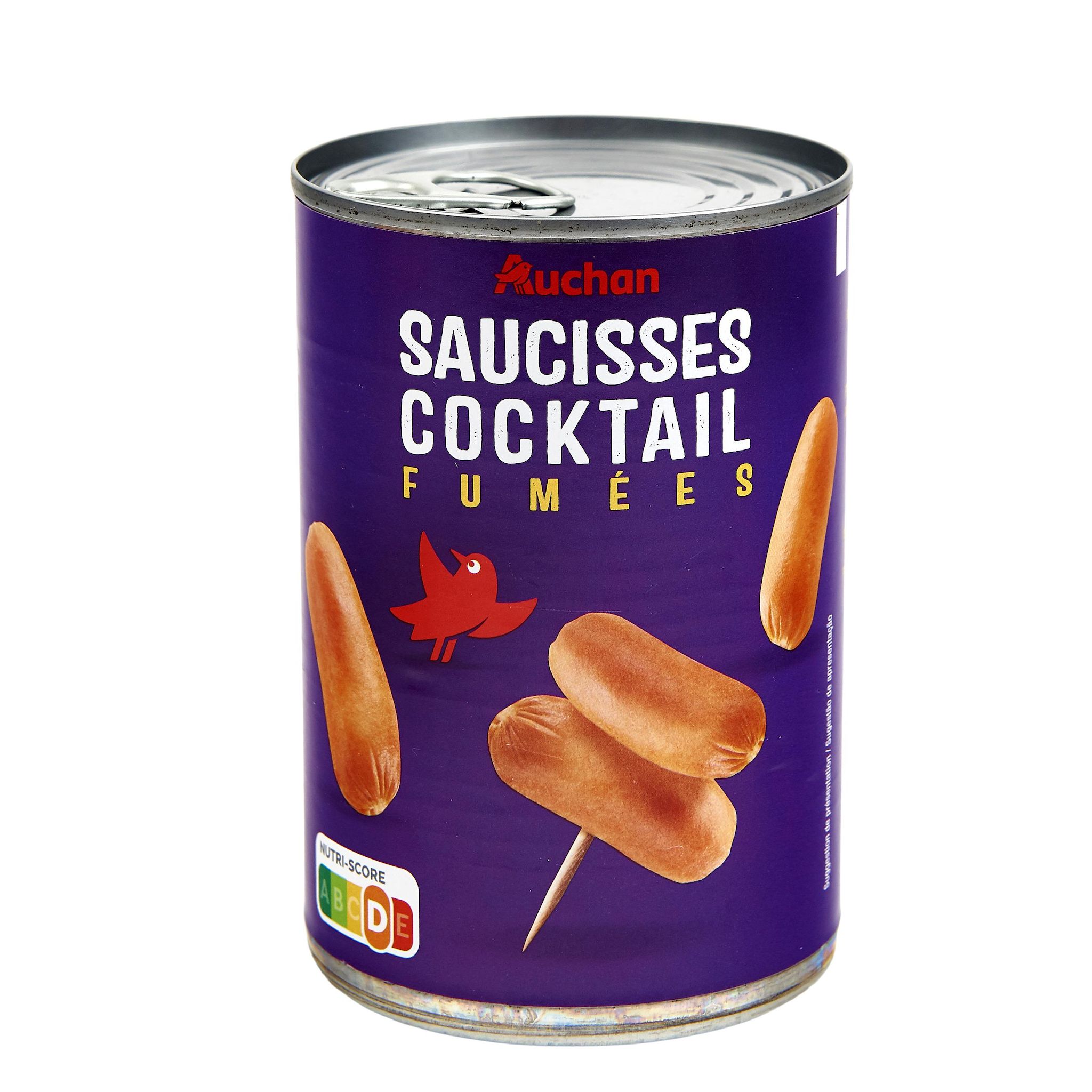 Voir la diapositive 2 : AUCHAN Saucisses cocktail nature 8 portions 400g