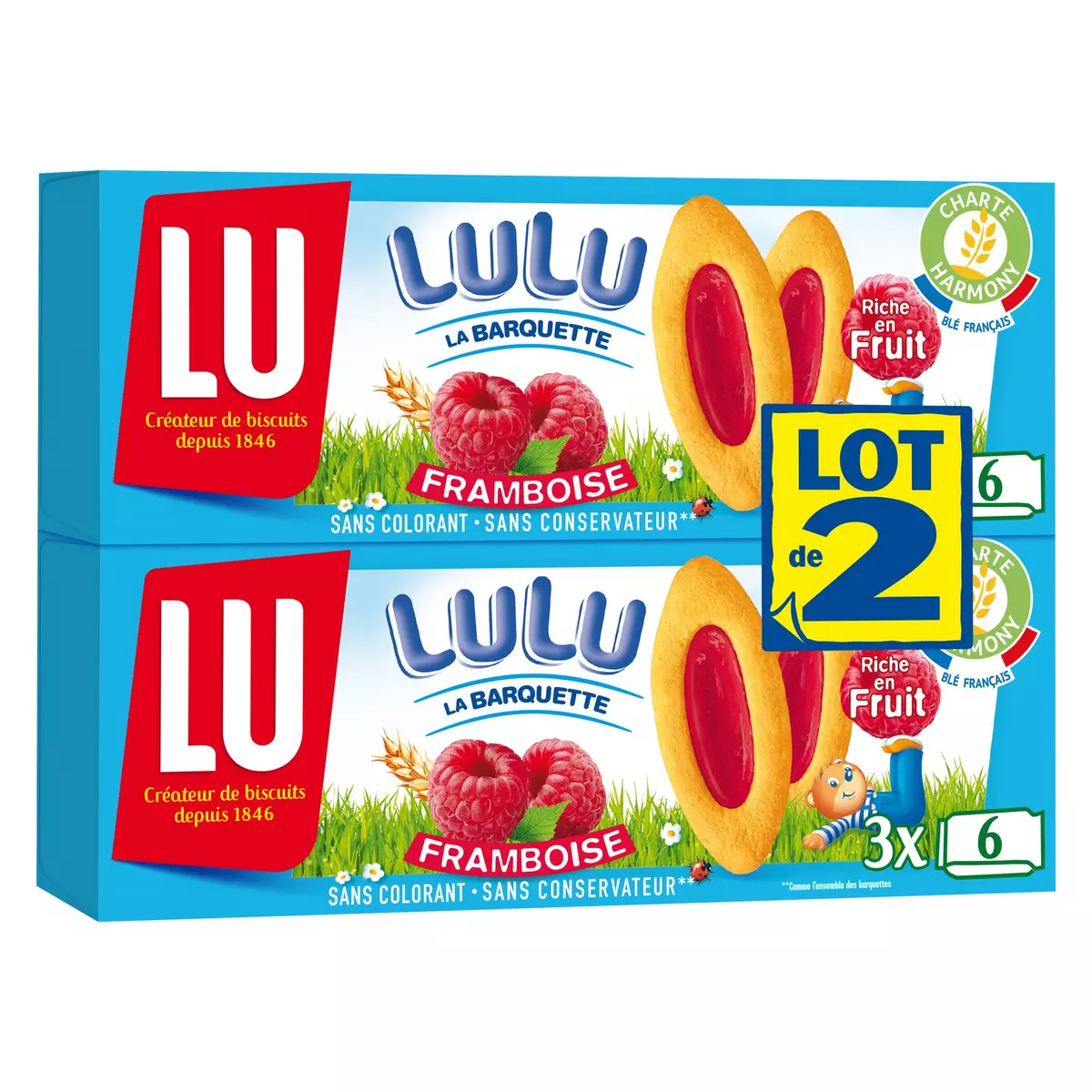 LU Lulu barquettes à la framboise sachets fraîcheur Lot de 2 2x120g