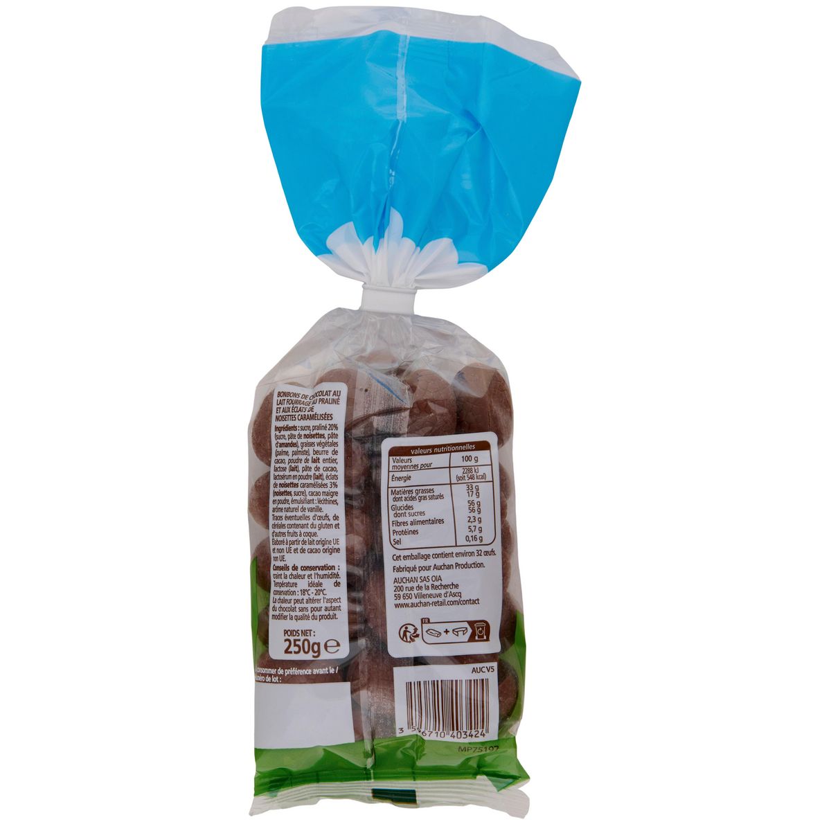 VENDOME Oeufs pralinés chocolat au lait et aux éclats de noisettes caramélisées 250g