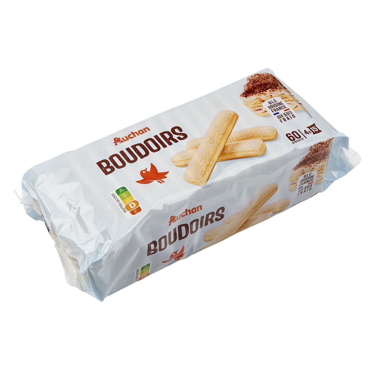 AUCHAN Boudoirs aux œufs frais sachets fraîcheur 4x15 biscuits 400g