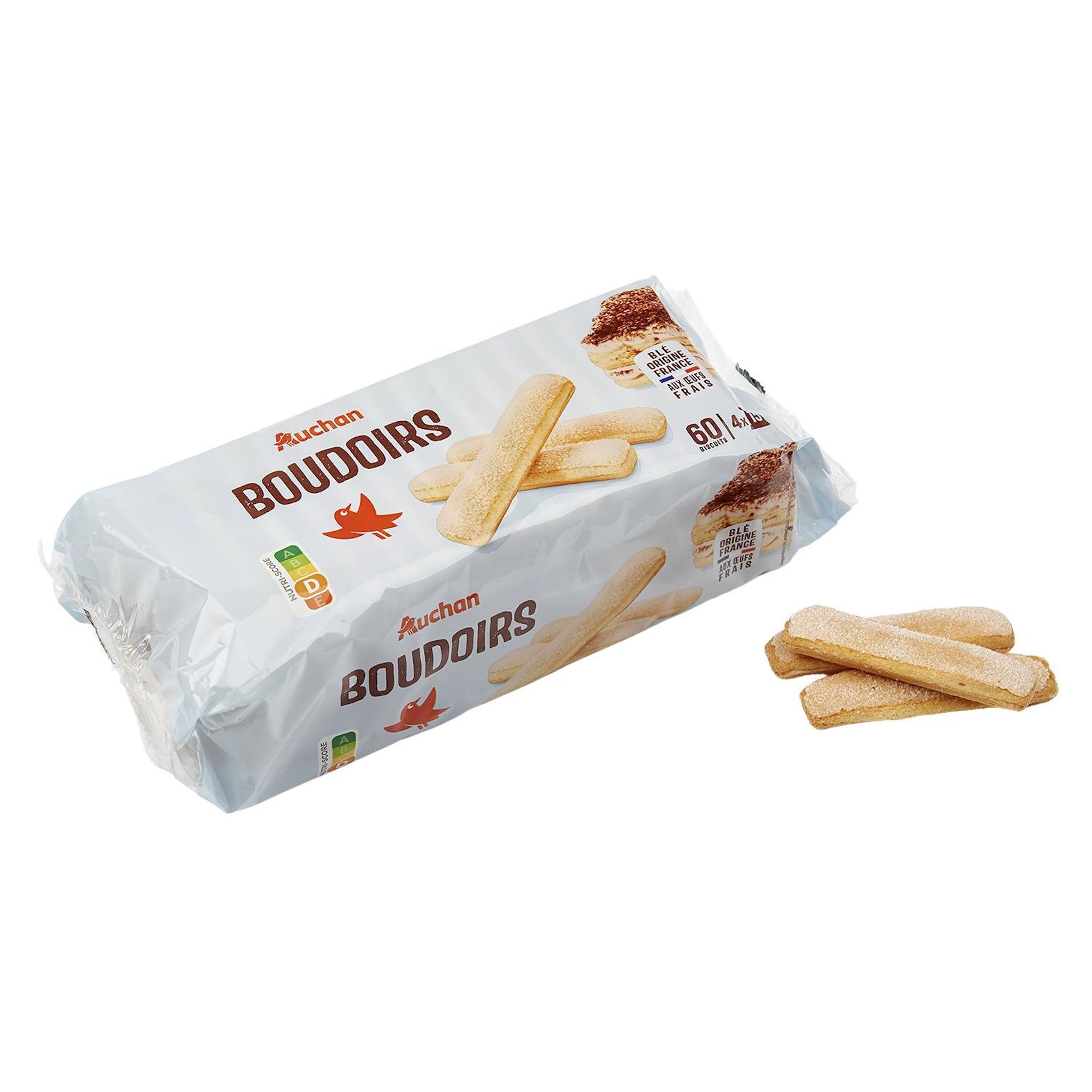 Voir la diapositive 5 : AUCHAN Boudoirs aux œufs frais sachets fraîcheur 4x15 biscuits 400g