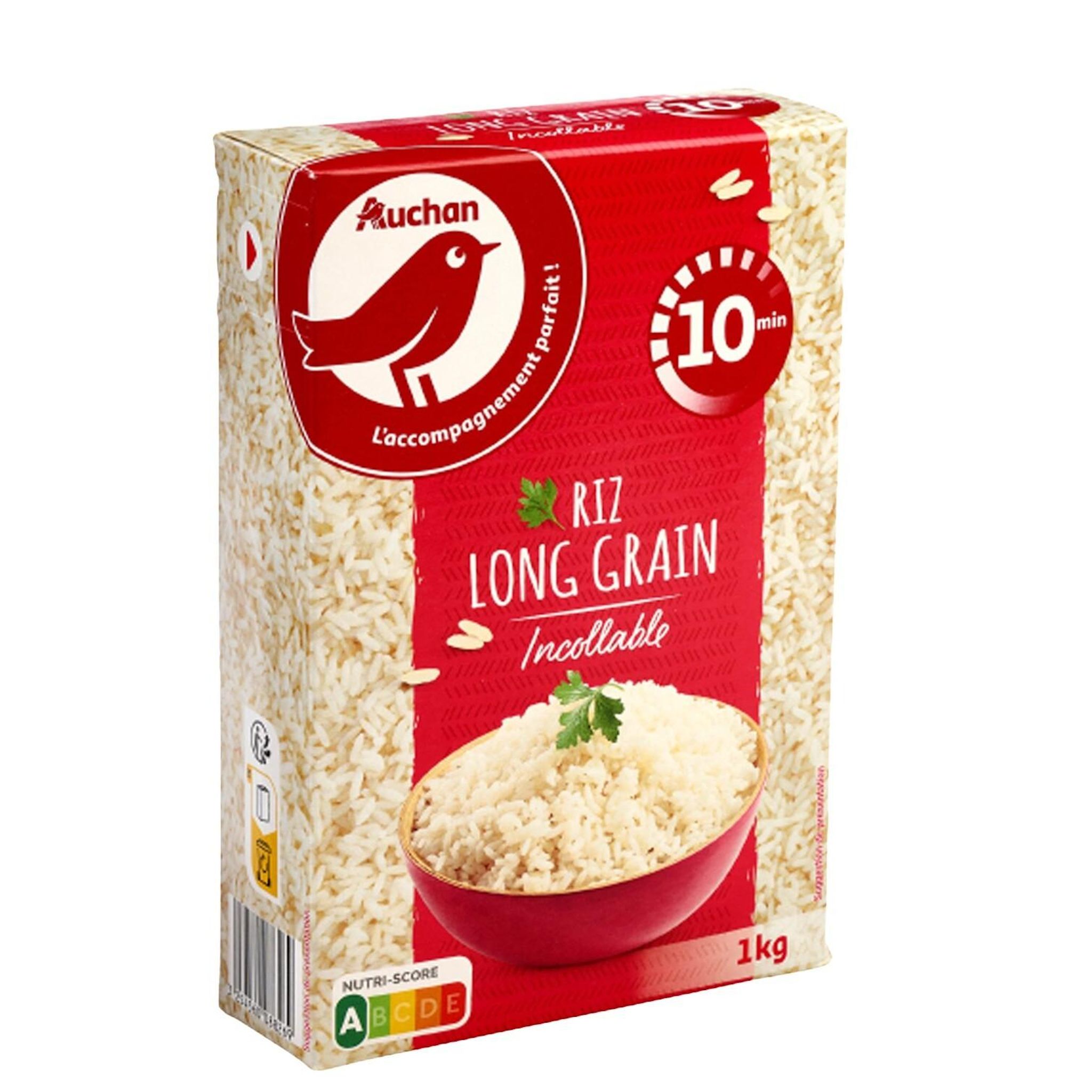 Voir la diapositive 3 : AUCHAN Riz long grain incollable 1kg