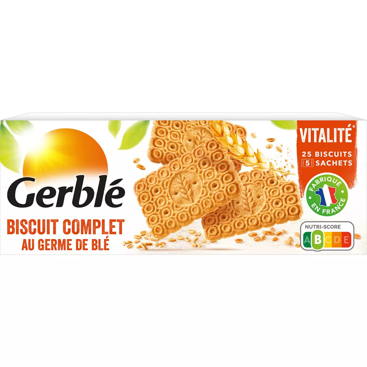 GERBLE Biscuits complets au germe de blé sachets fraîcheur 5x5 biscuits 210g