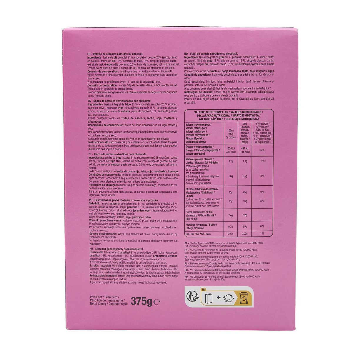 AUCHAN Cao flakes céréales au chocolat 375g