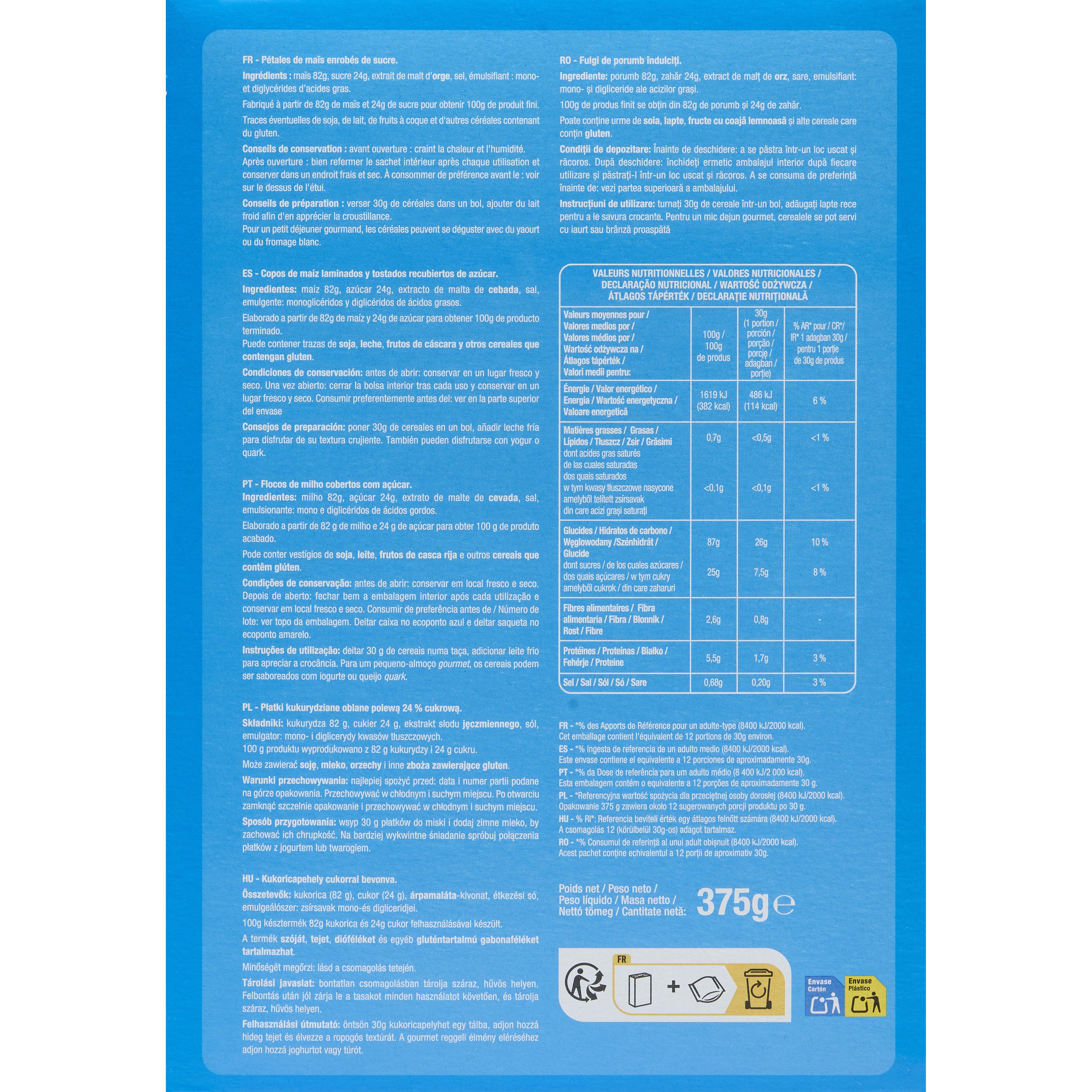 Voir la diapositive 3 : AUCHAN Sugar flakes céréales nature au sucre 375g