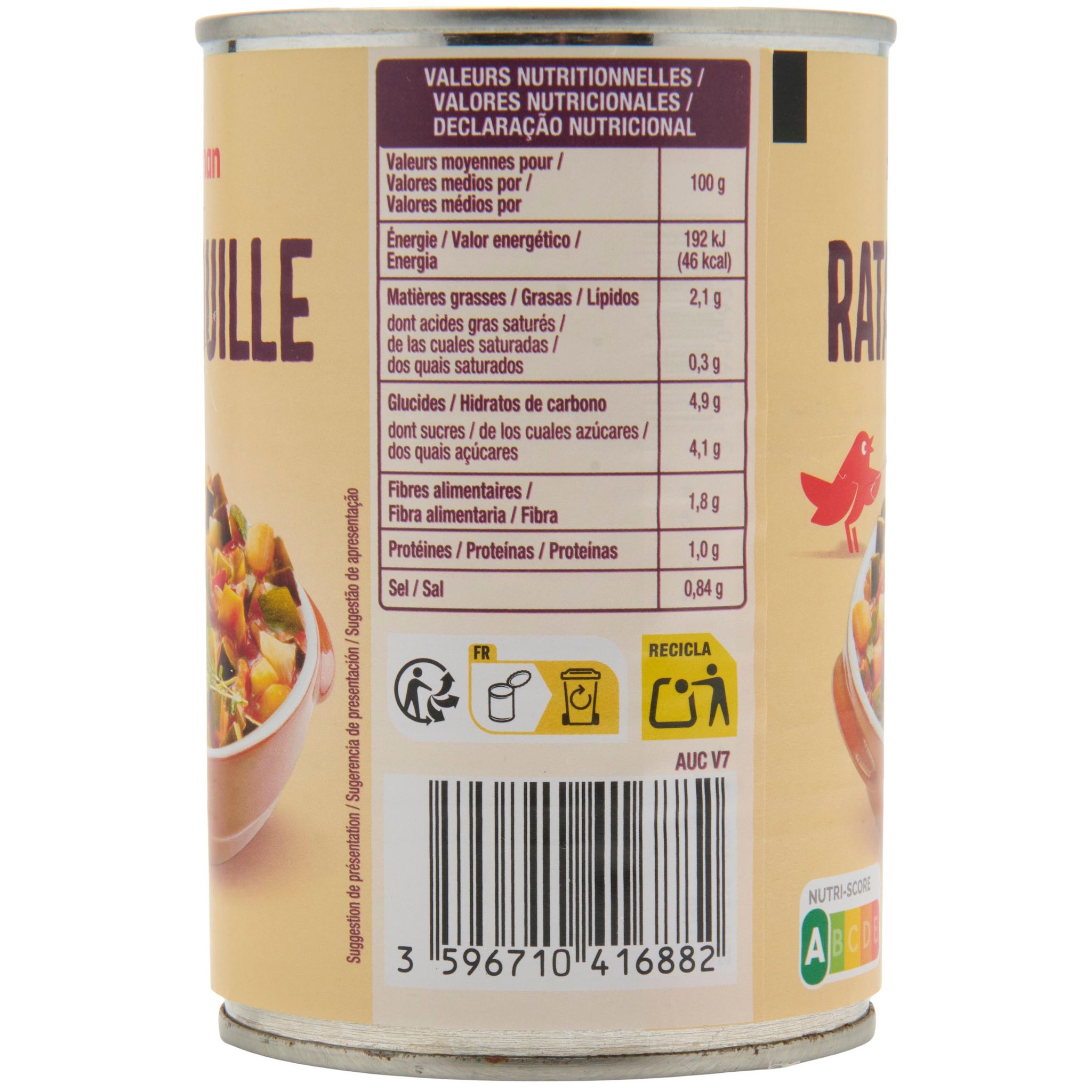 Voir la diapositive 3 : AUCHAN Ratatouille 375g