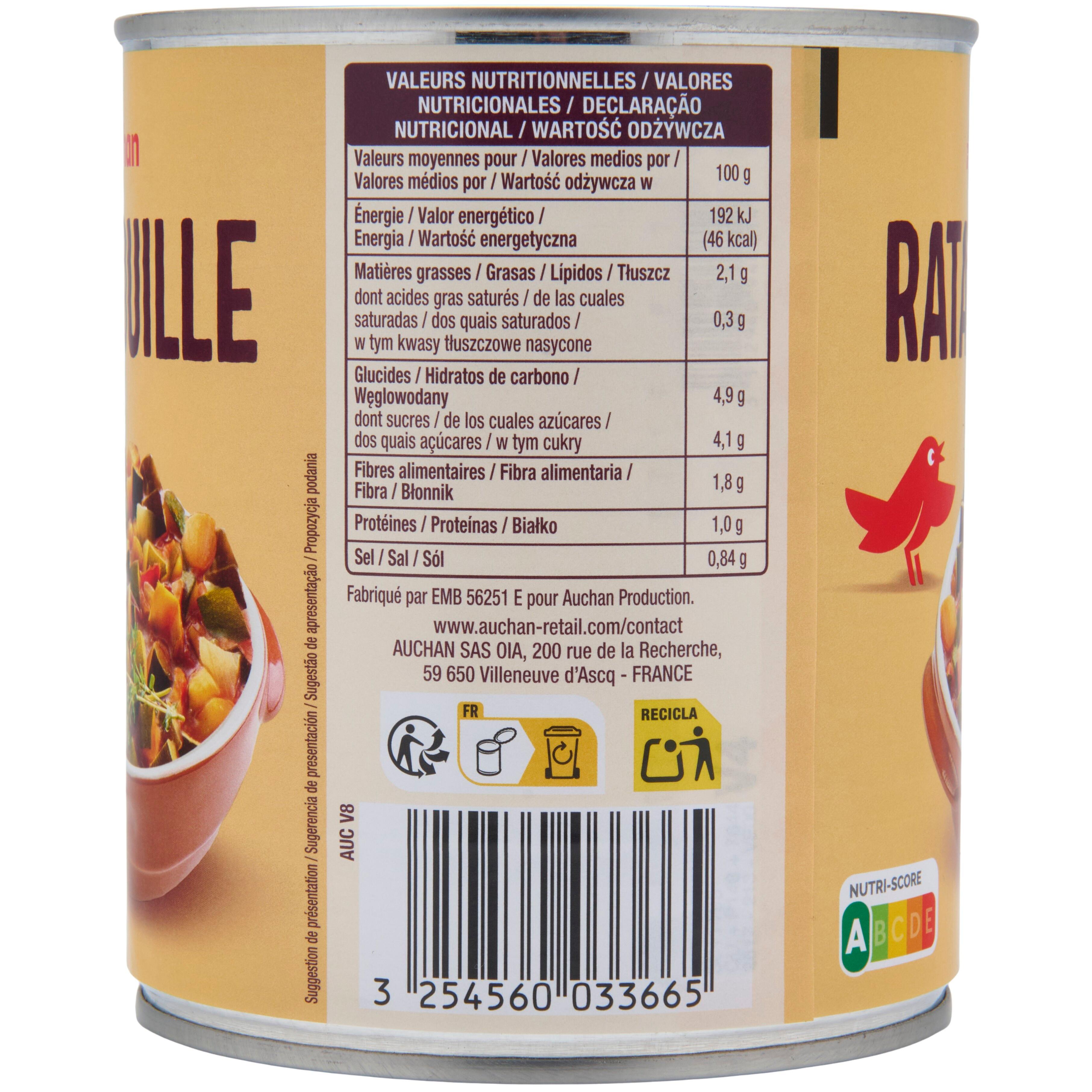 Voir la diapositive 3 : AUCHAN Ratatouille 750g