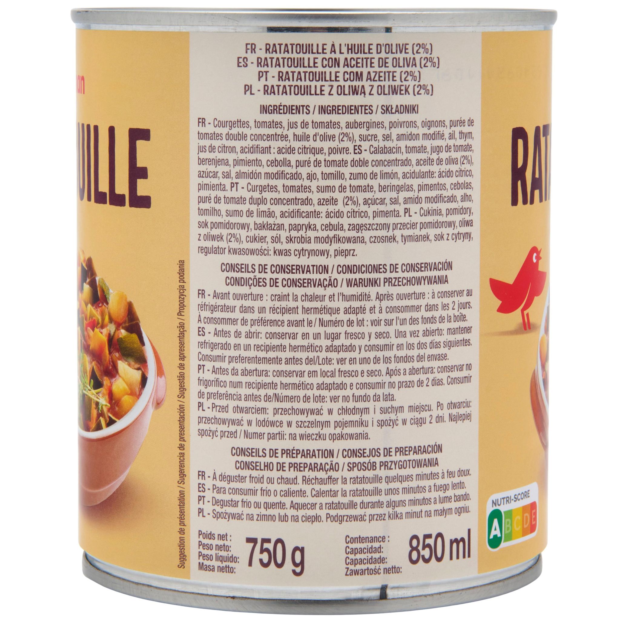Voir la diapositive 3 : AUCHAN Ratatouille 750g