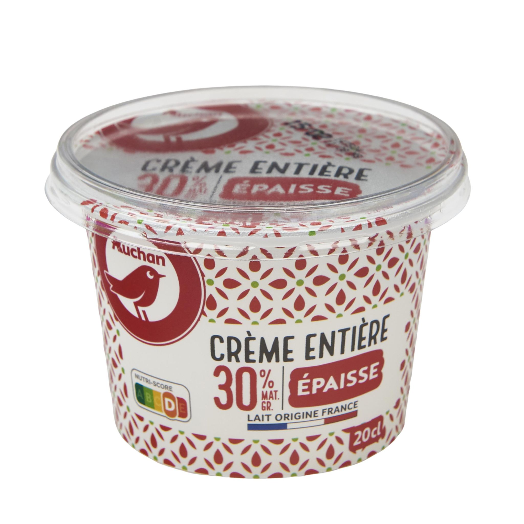 Voir la diapositive 3 : AUCHAN Crème fraîche épaisse entière 30%MG 20cl