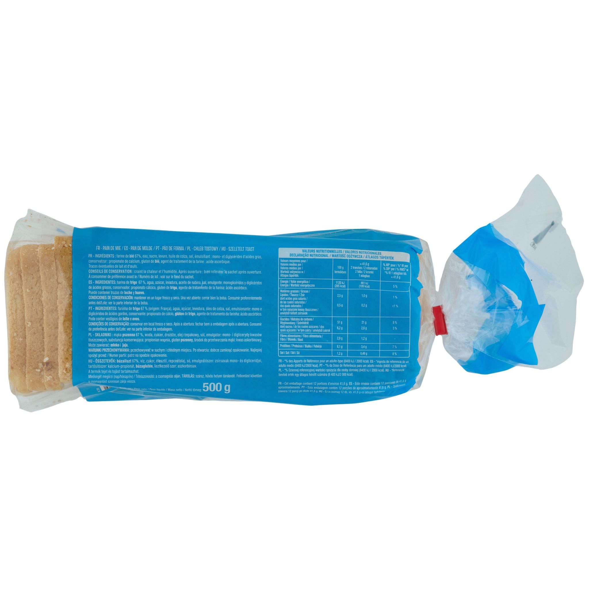 Voir la diapositive 3 : AUCHAN Pain de mie nature extra moelleux nature 24 tranches 500g