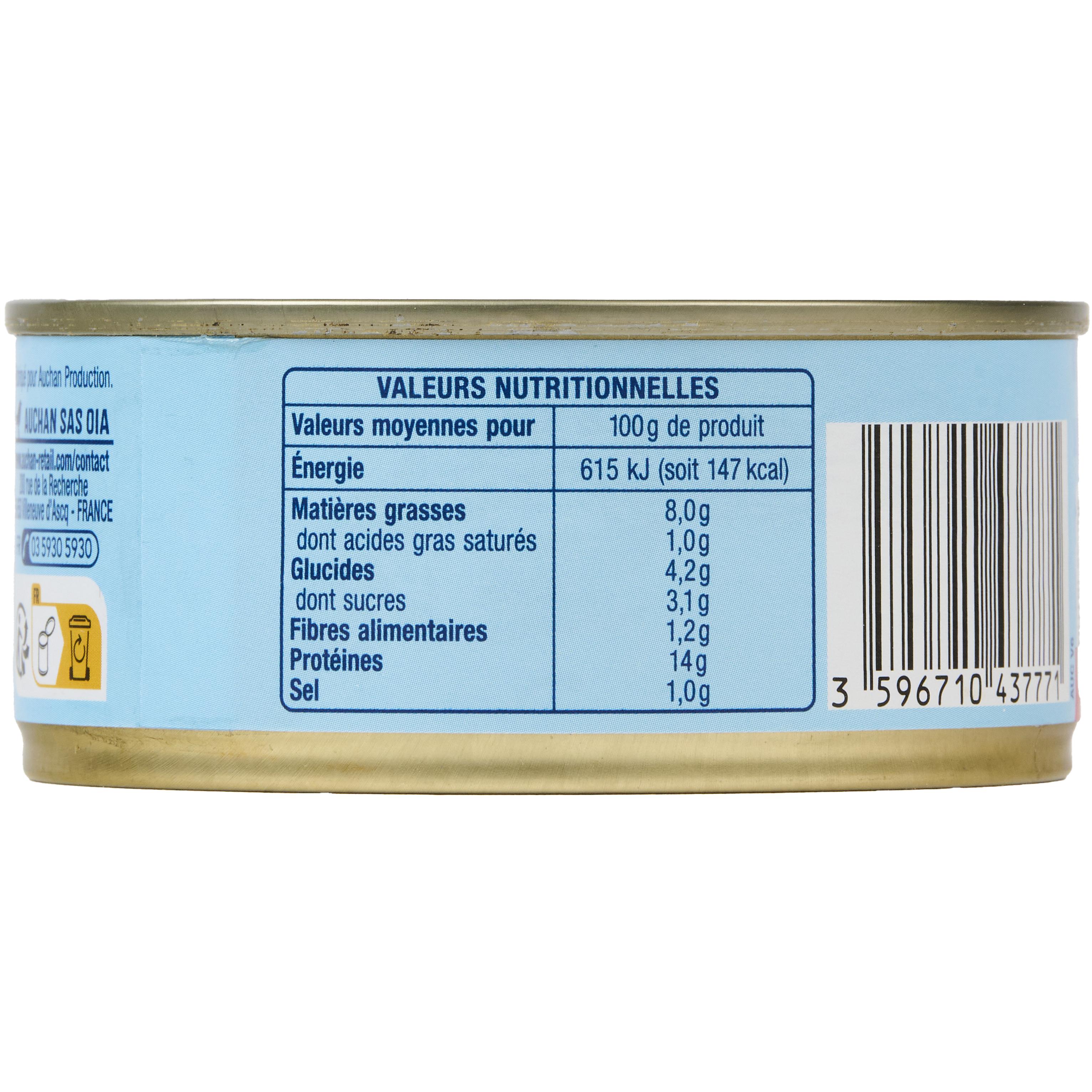 Voir la diapositive 4 : AUCHAN Miettes de thon à la tomate 160g