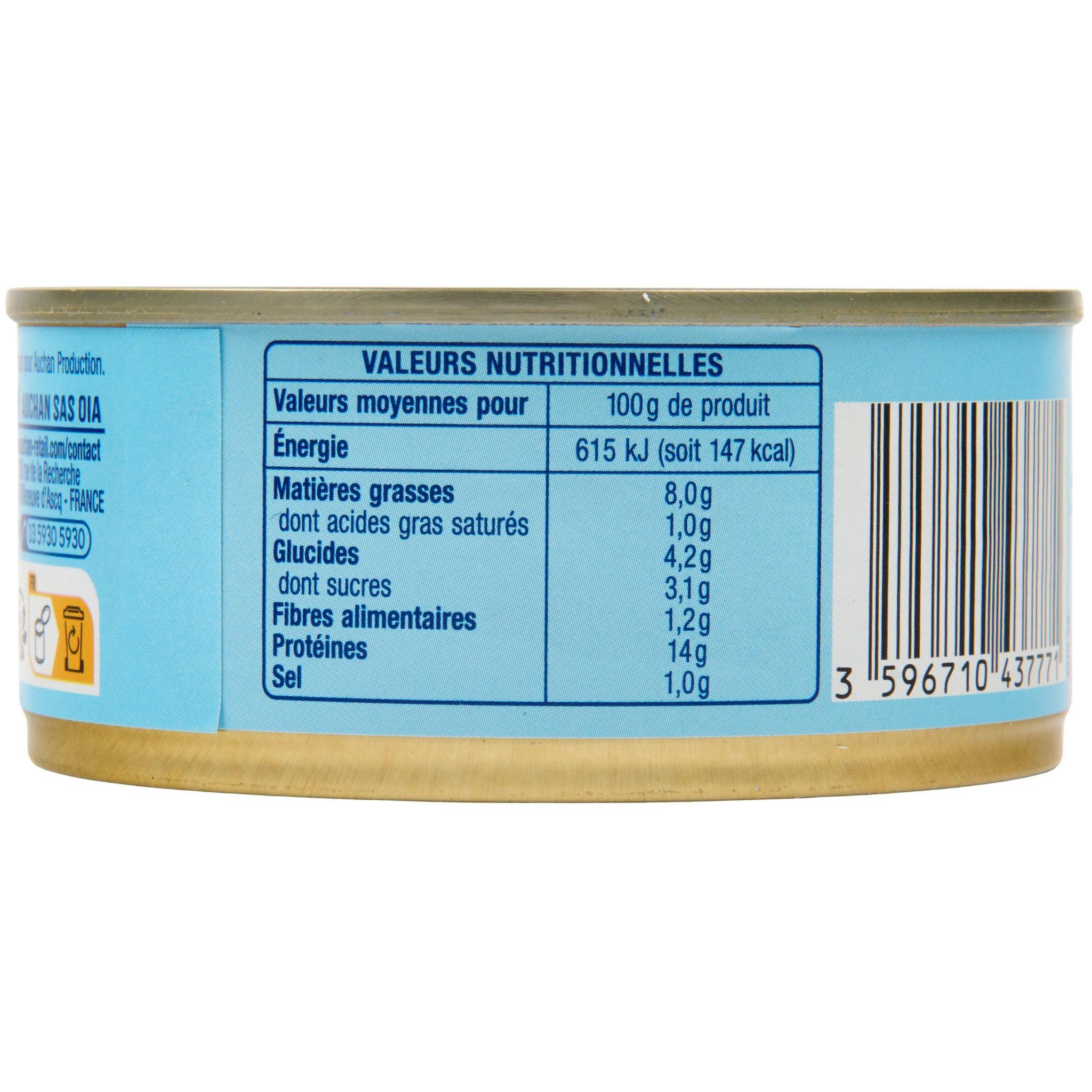 Voir la diapositive 4 : AUCHAN Miettes de thon à la tomate 160g