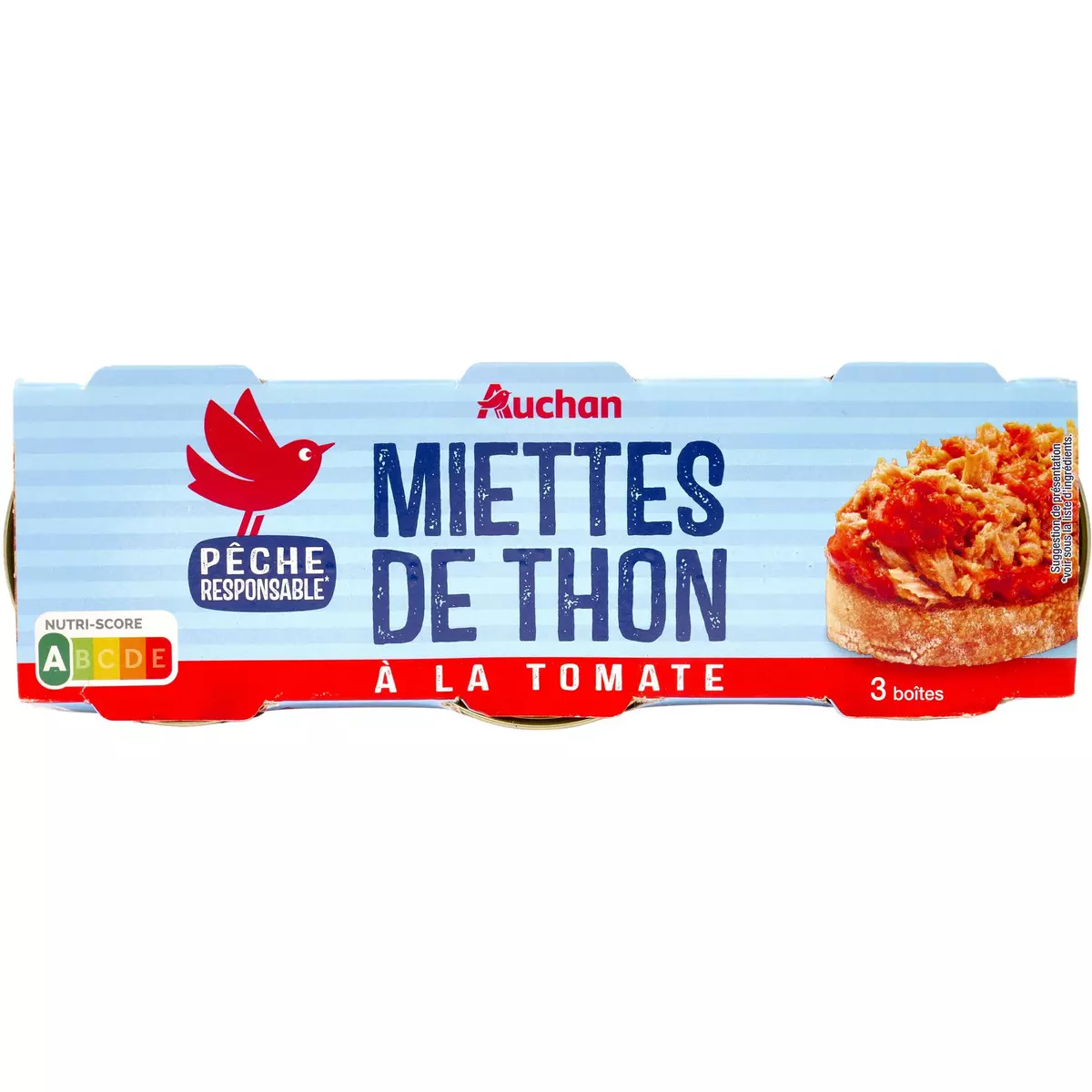 AUCHAN Miettes de thon listao à la tomate 3x80g
