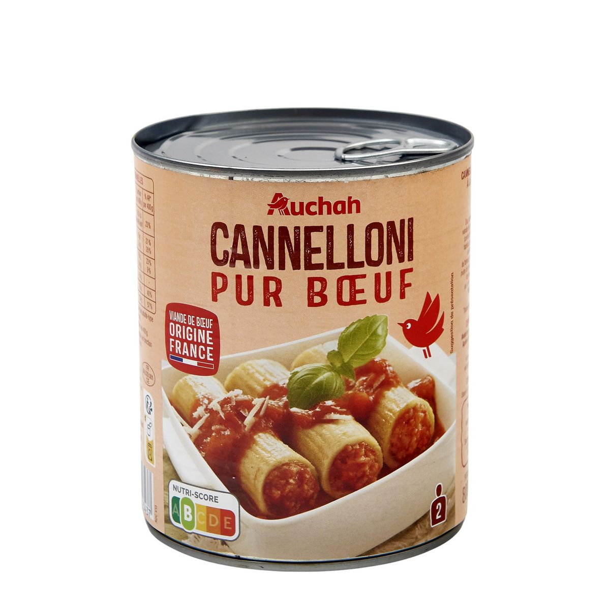 AUCHAN Cannelloni à la sauce italienne pur bœuf 2 personnes 800g