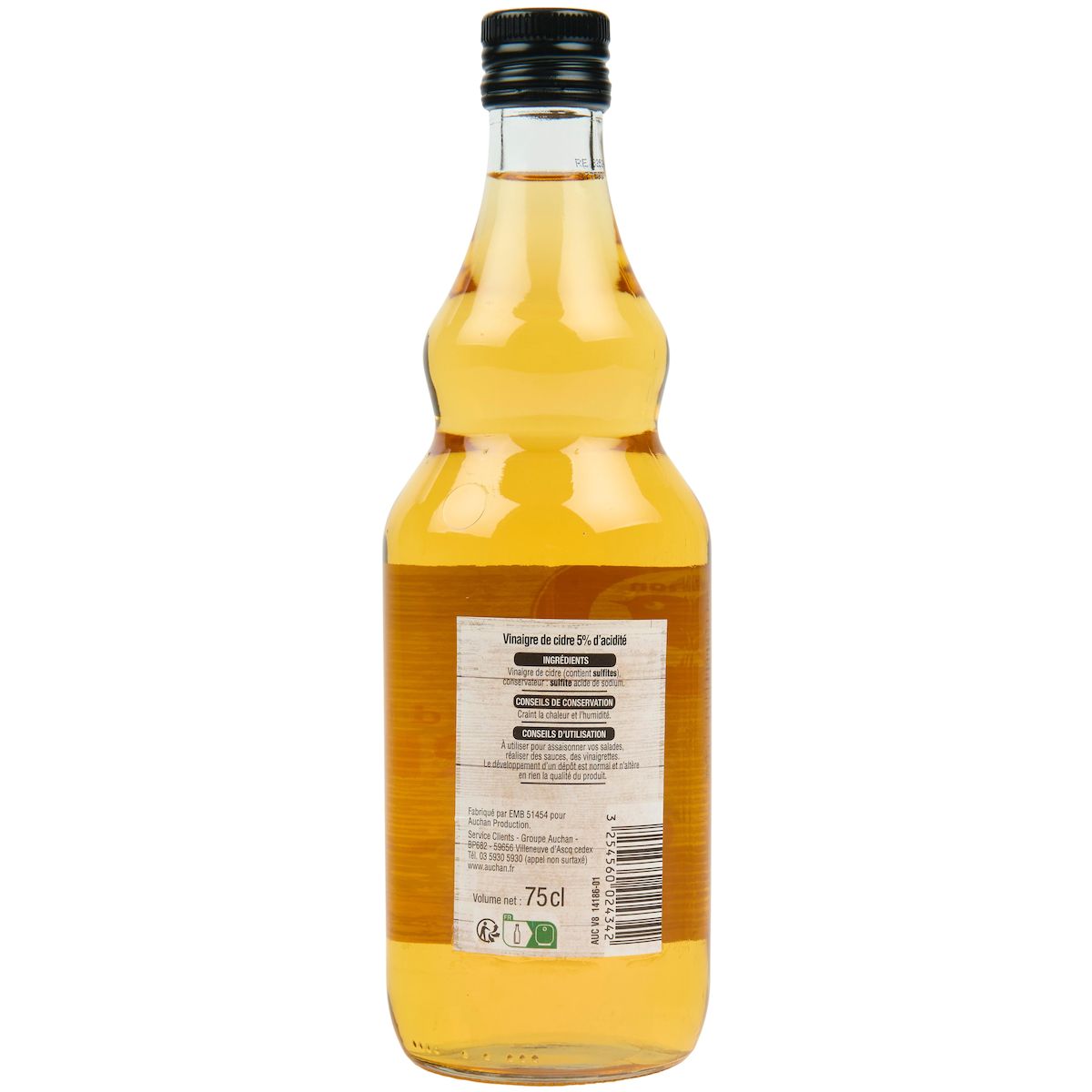 AUCHAN Vinaigre de cidre 75cl