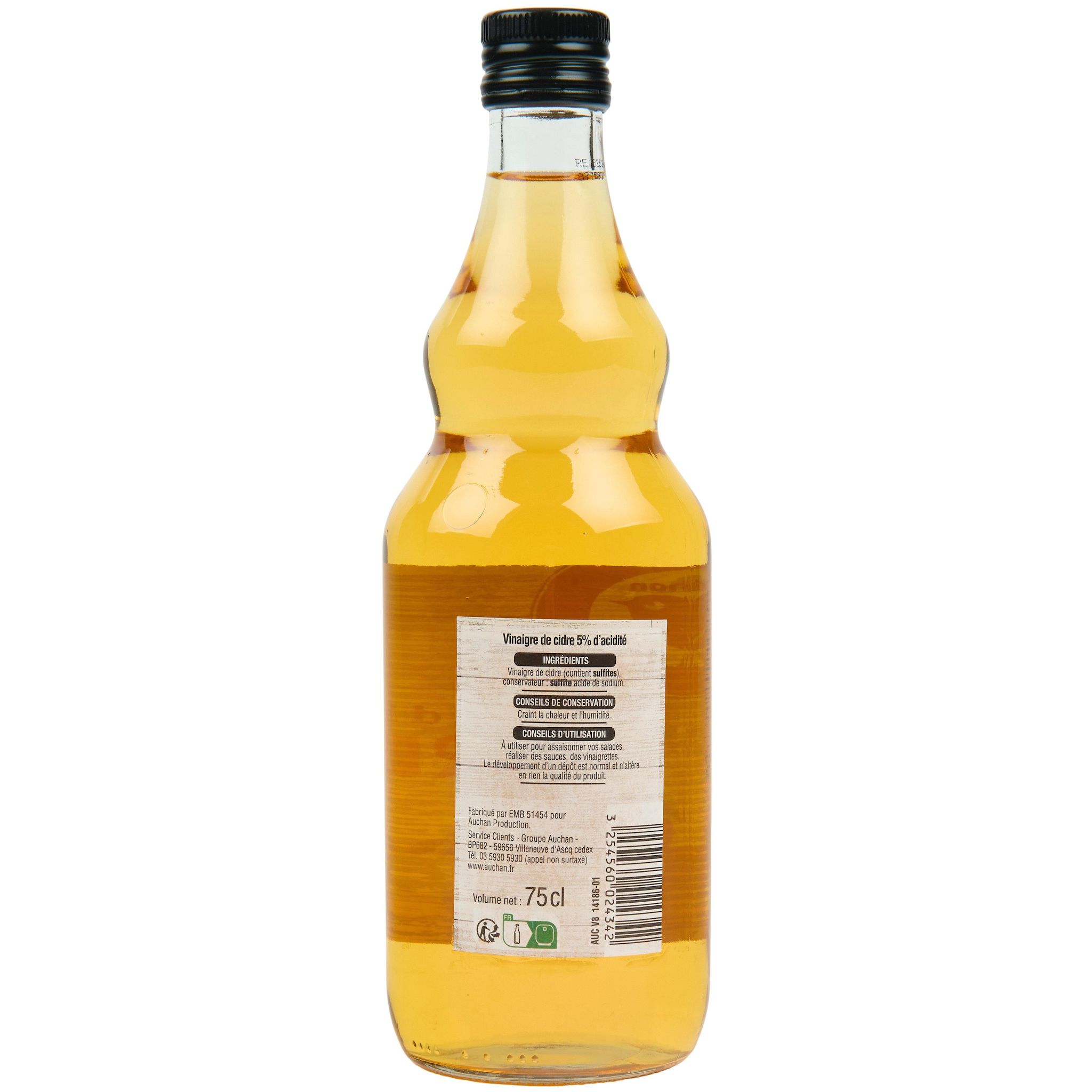 Voir la diapositive 2 : AUCHAN Vinaigre de cidre 75cl