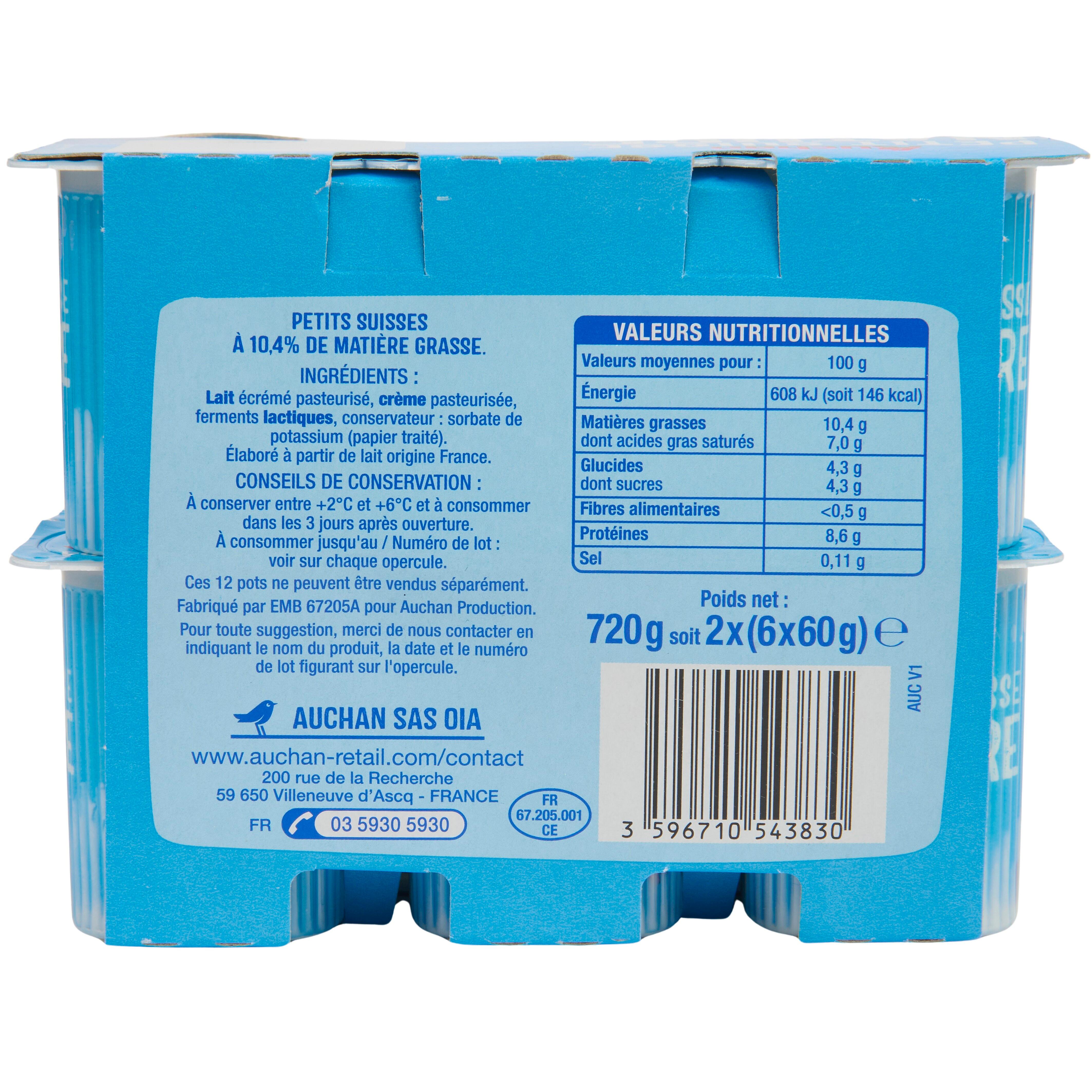 Voir la diapositive 2 : AUCHAN Petit-suisse 9.2% MG 12x60g