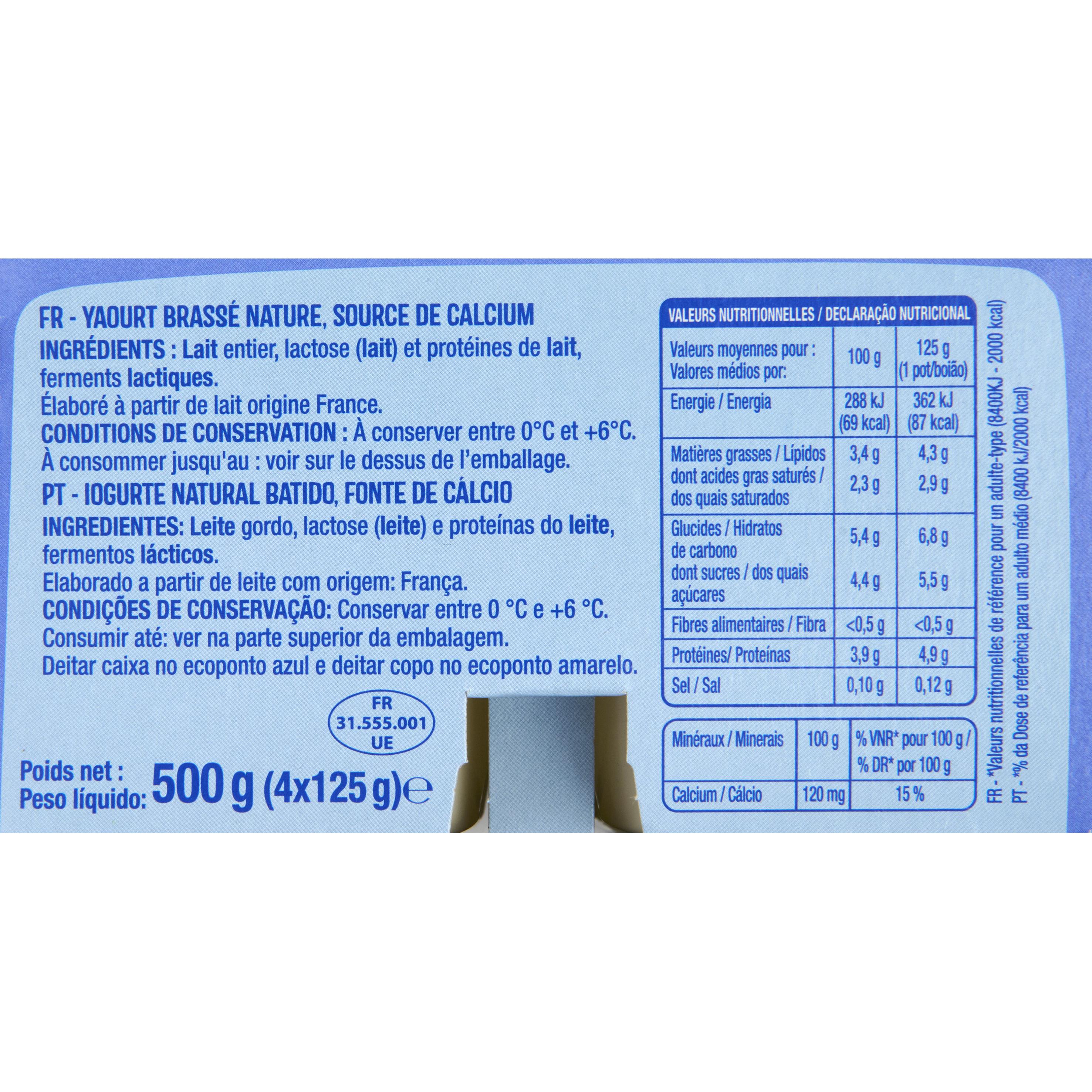 Voir la diapositive 2 : AUCHAN Yaourt brassé nature 4x125g