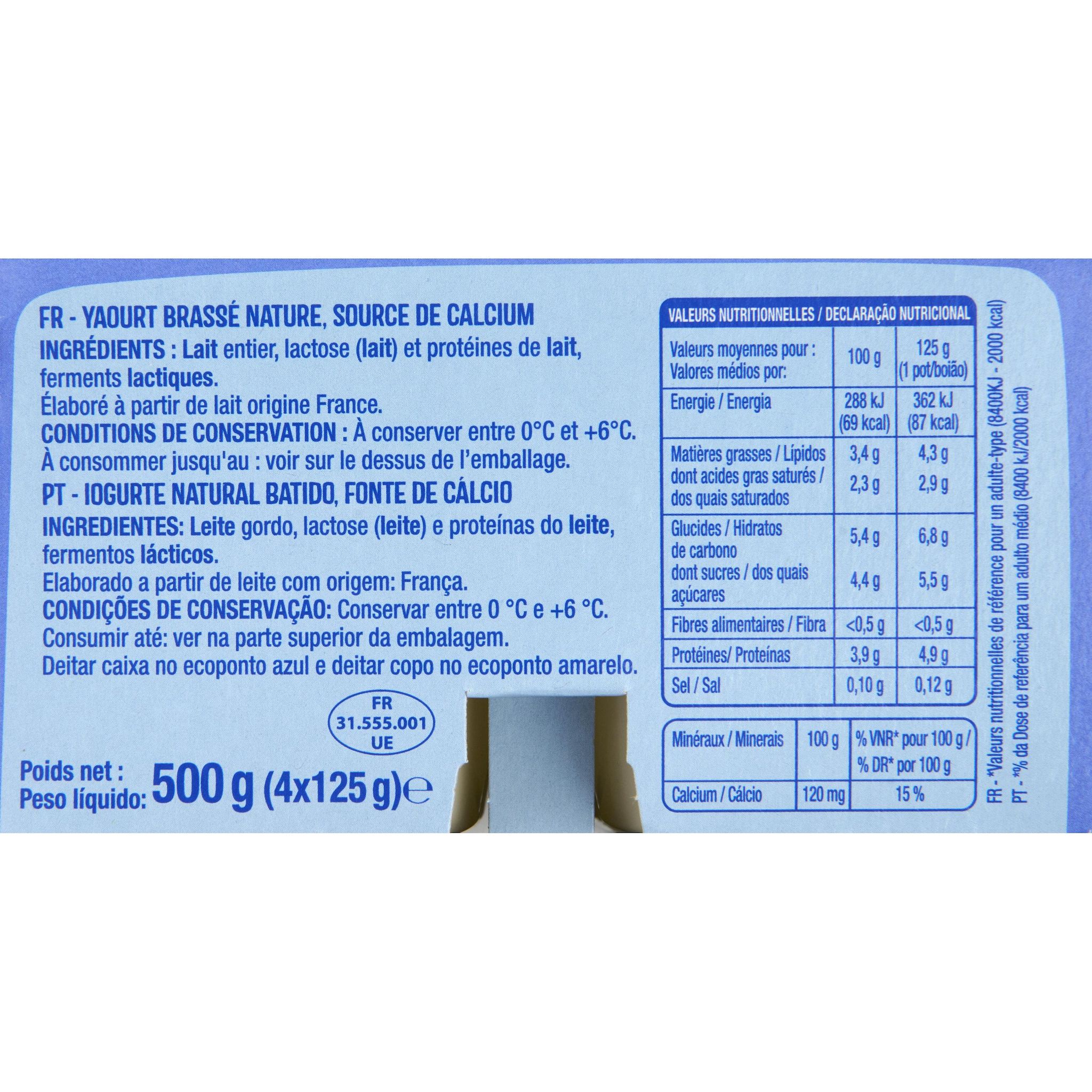 Voir la diapositive 2 : AUCHAN Yaourt brassé nature 4x125g