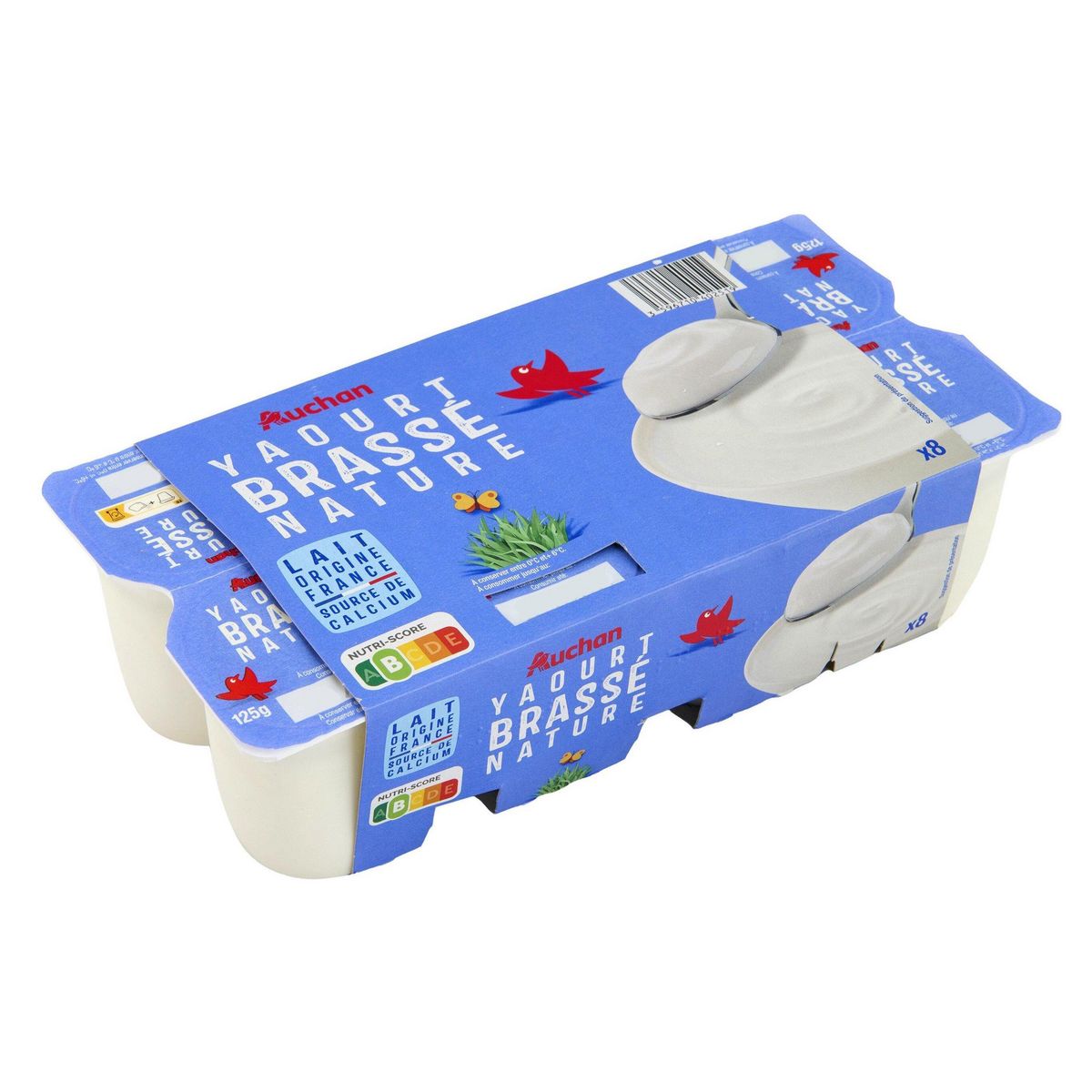 AUCHAN Yaourt brassé nature 8x125g