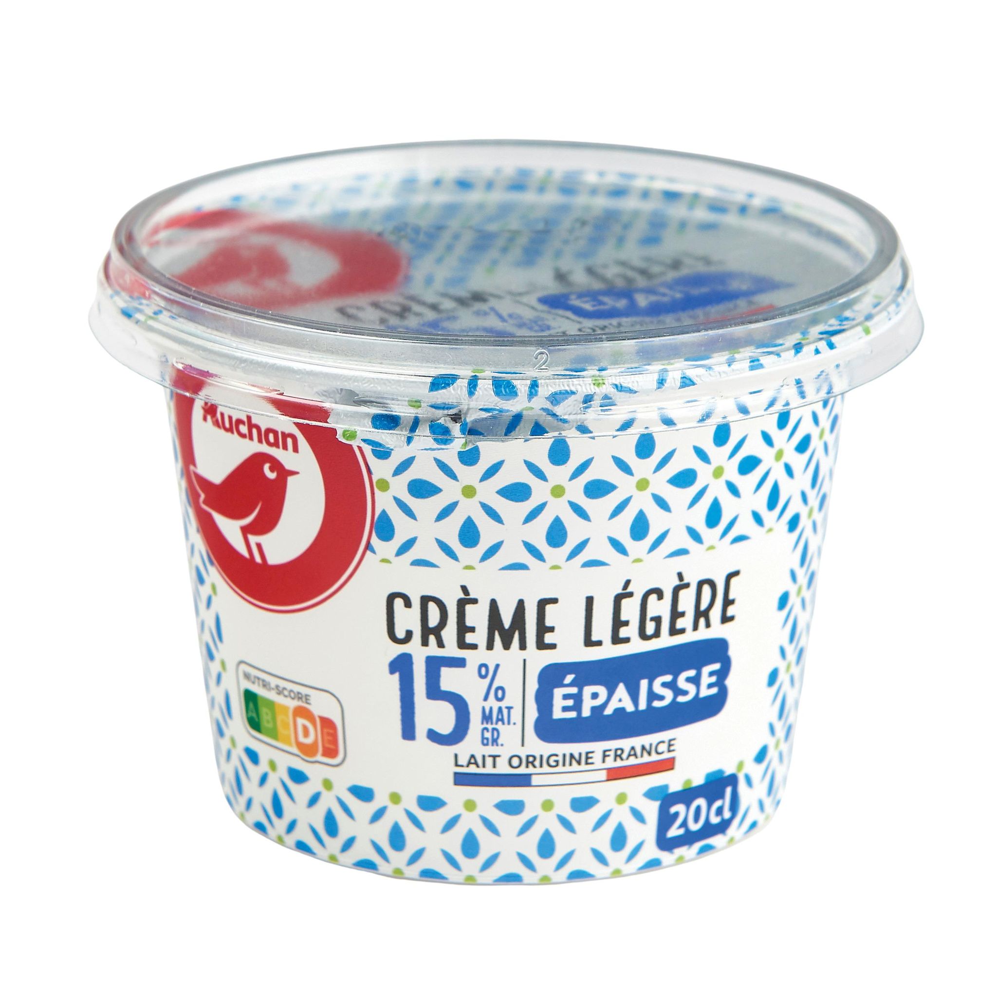 Voir la diapositive 3 : AUCHAN Crème fraiche épaisse légère 15%MG 20cl