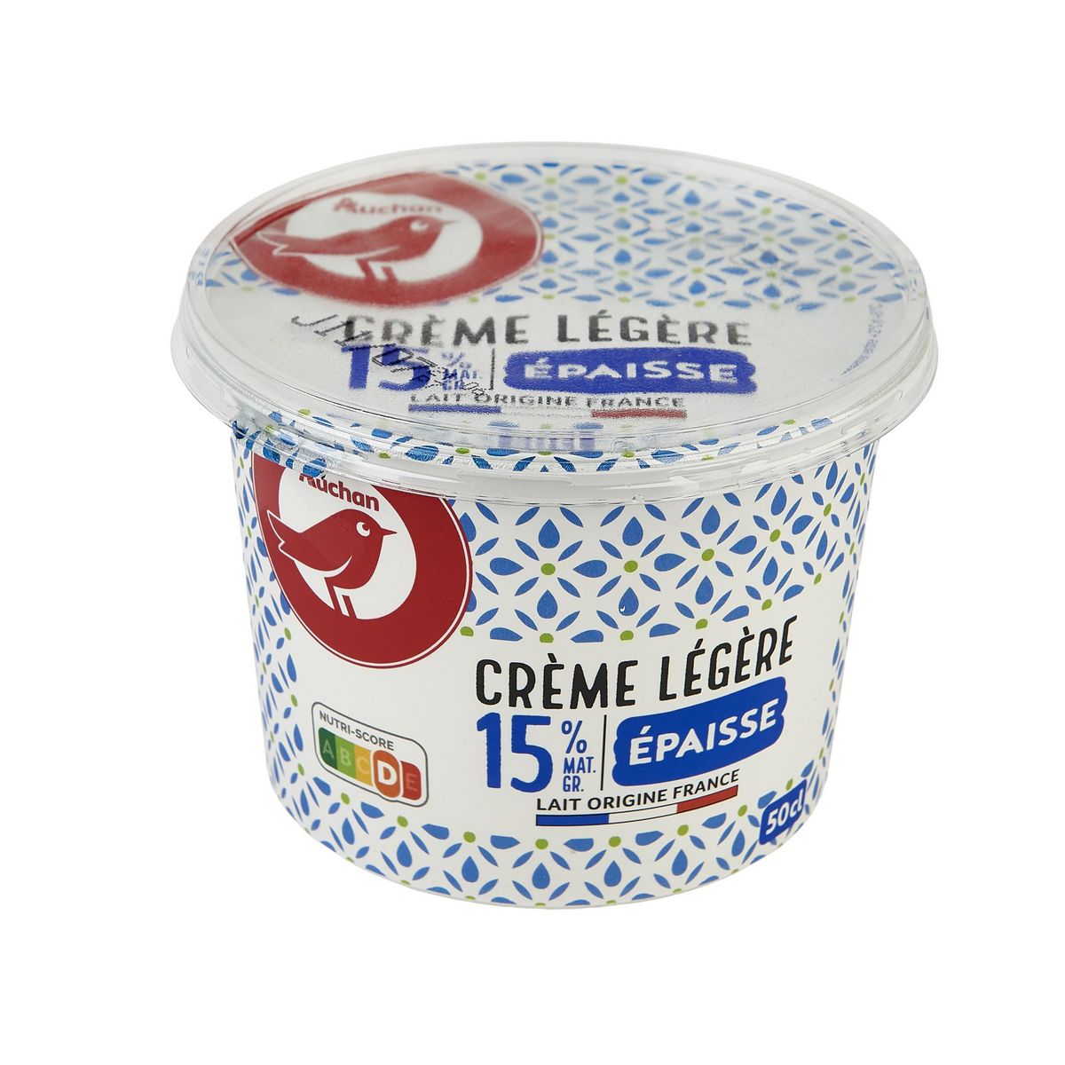 AUCHAN Crème fraiche épaisse légère 15%MG 50cl