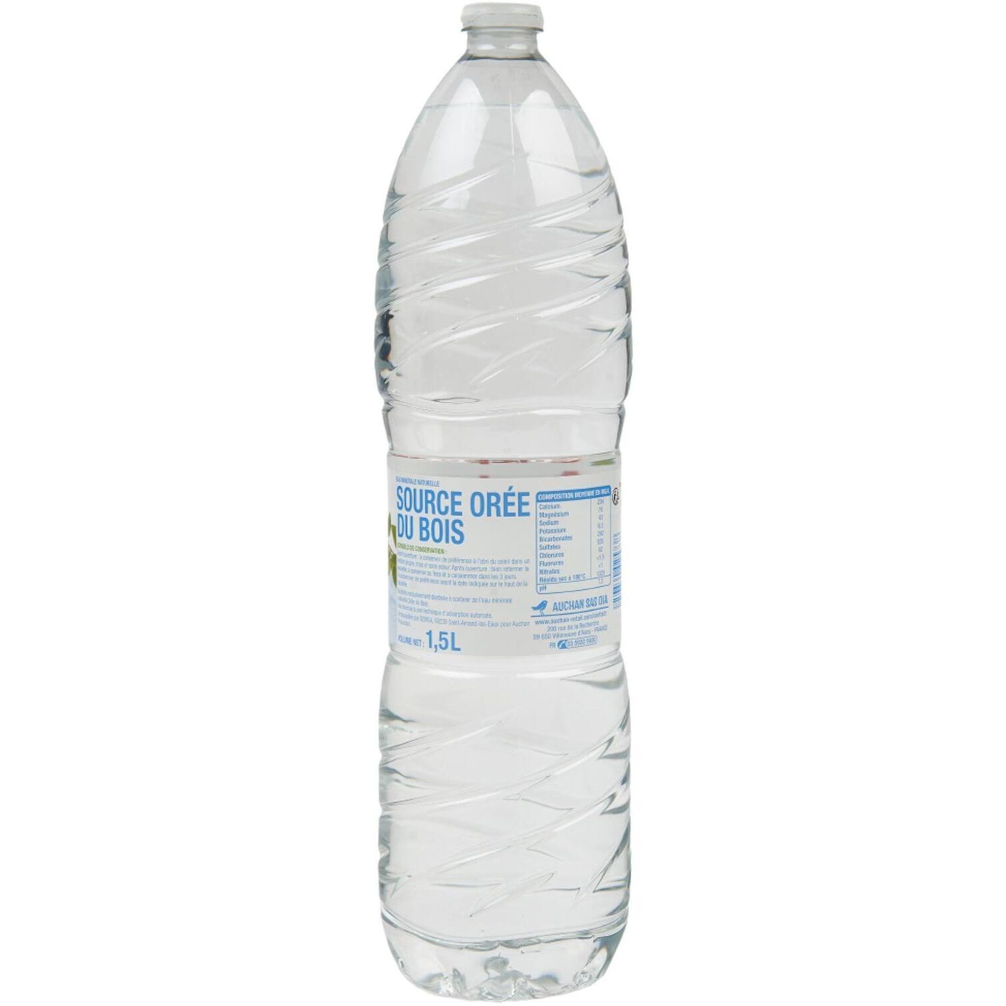 Voir la diapositive 3 : AUCHAN Eau minérale naturelle sources variables 1,5l