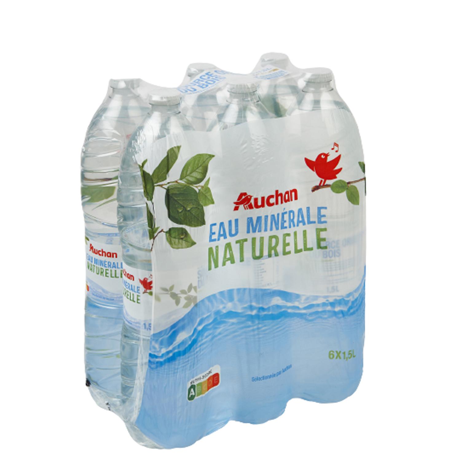 Voir la diapositive 2 : AUCHAN Eau minérale naturelle sources variables 6x1,5l