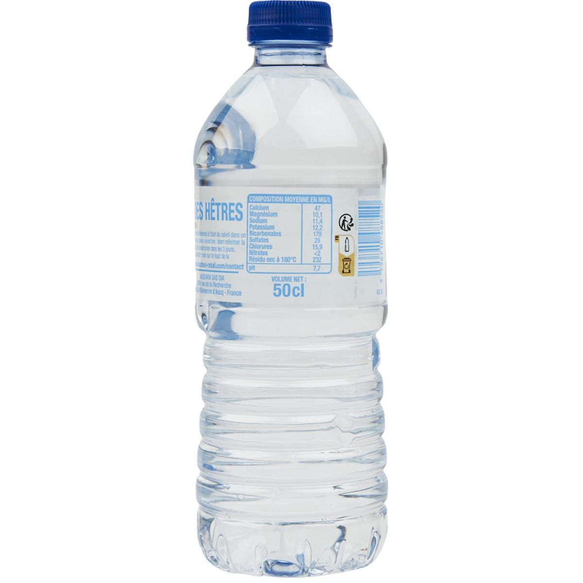 AUCHAN Eau minérale naturelle sources variables 50cl