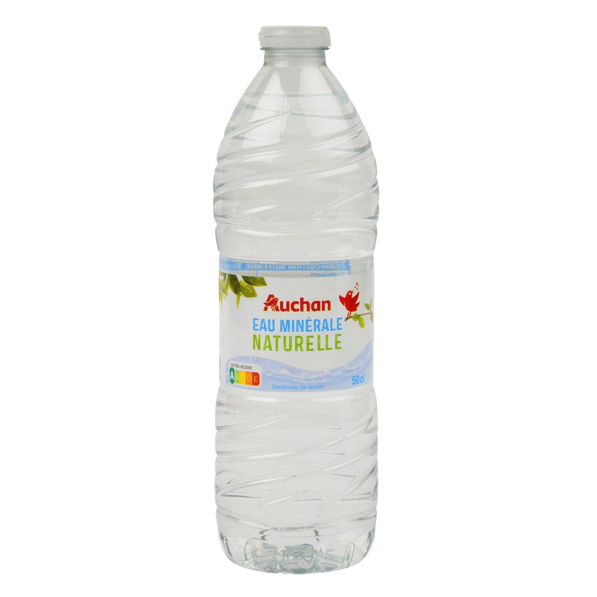 Voir la diapositive 3 : AUCHAN Eau minérale naturelle sources variables 50cl