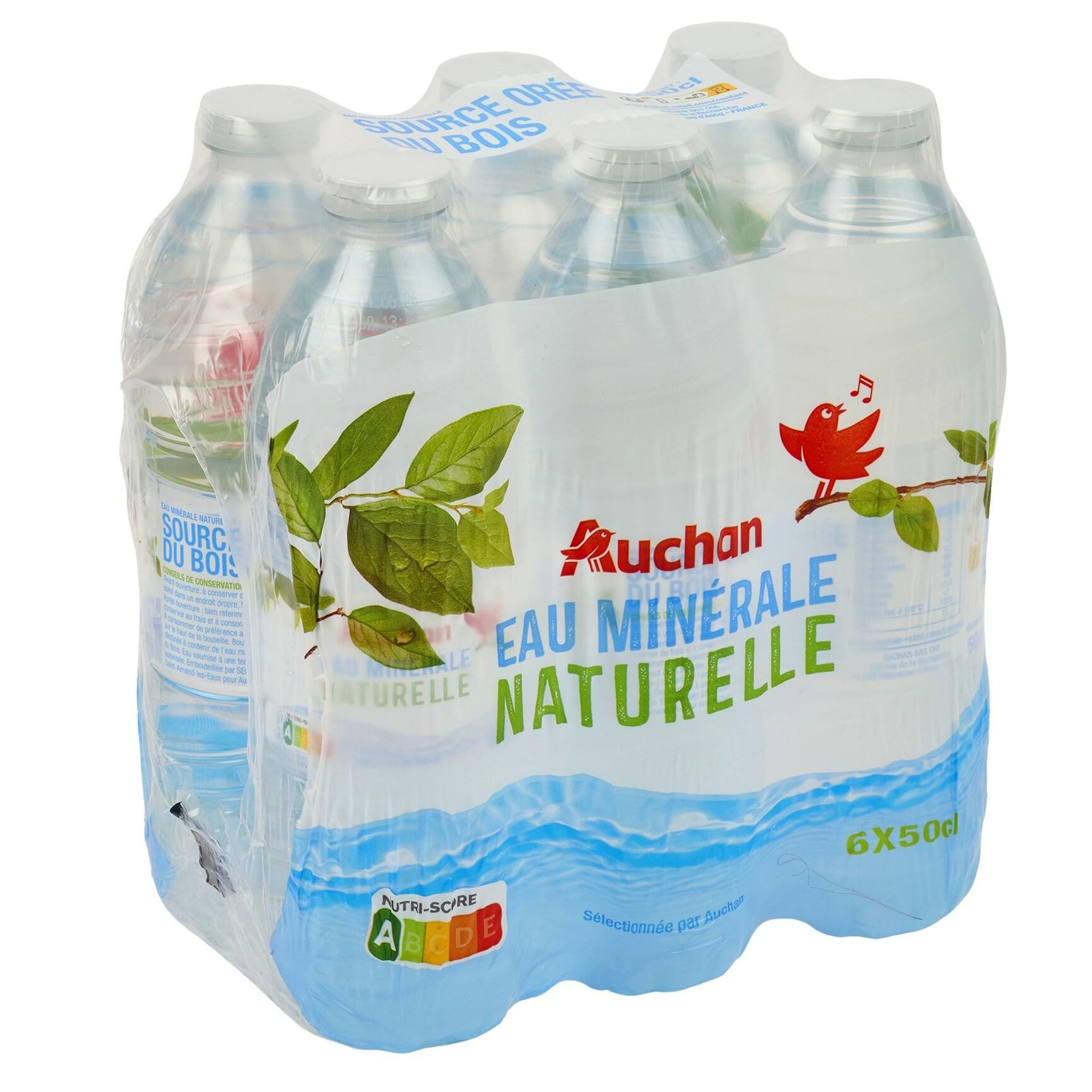Voir la diapositive 2 : AUCHAN Eau minérale naturelle faiblement minéralisée bouteilles 6x50cl