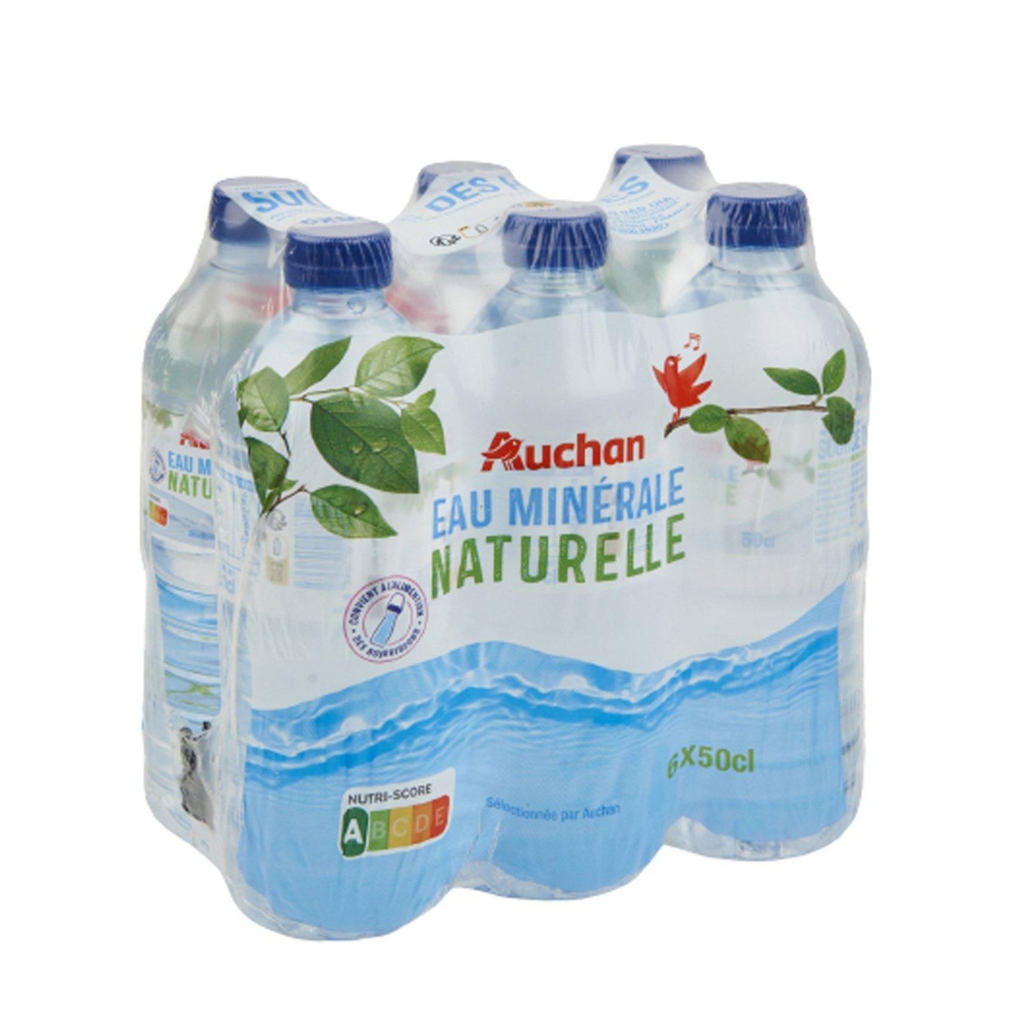 Voir la diapositive 3 : AUCHAN Eau minérale naturelle faiblement minéralisée bouteilles 6x50cl