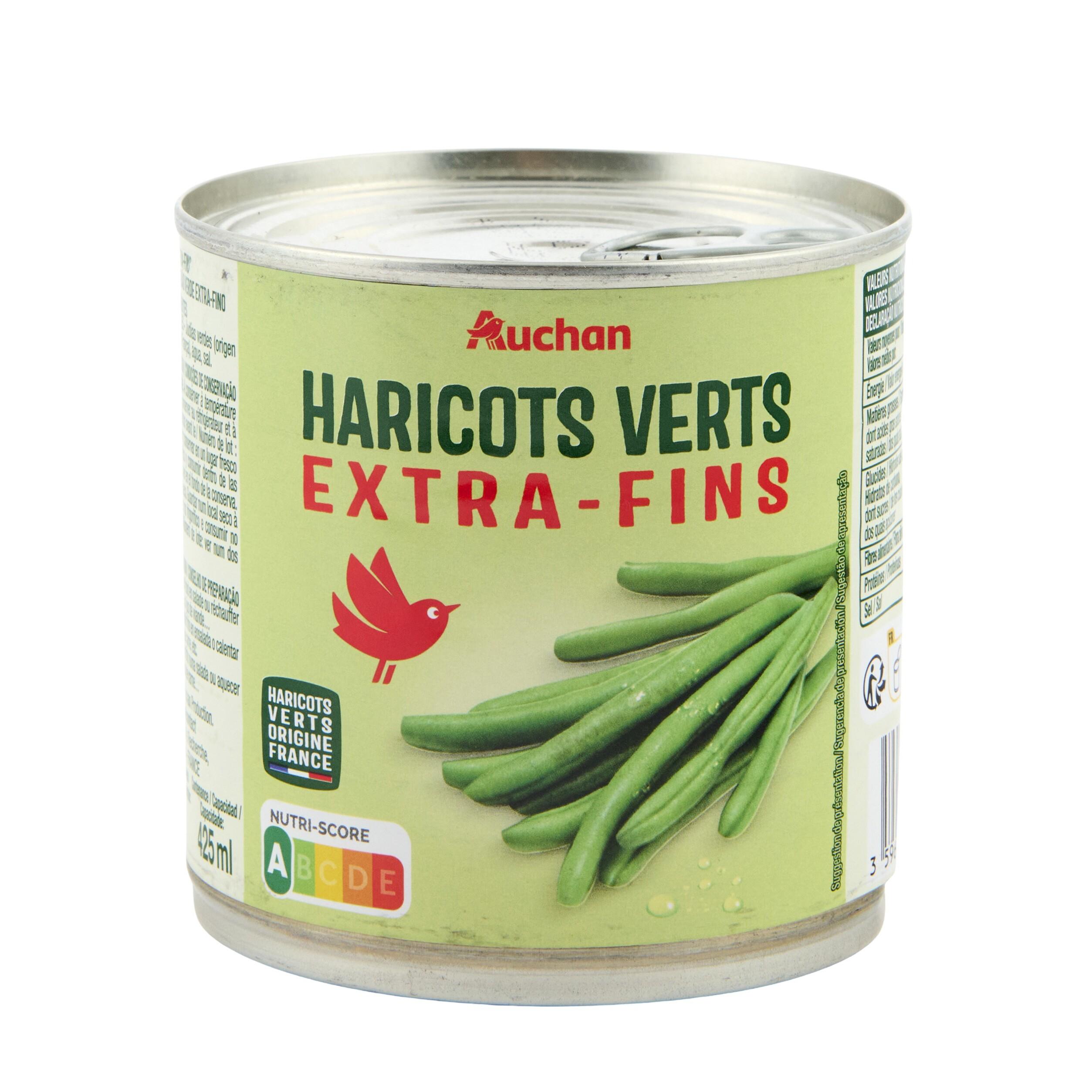 Voir la diapositive 2 : AUCHAN Haricots verts extra-fins 220g