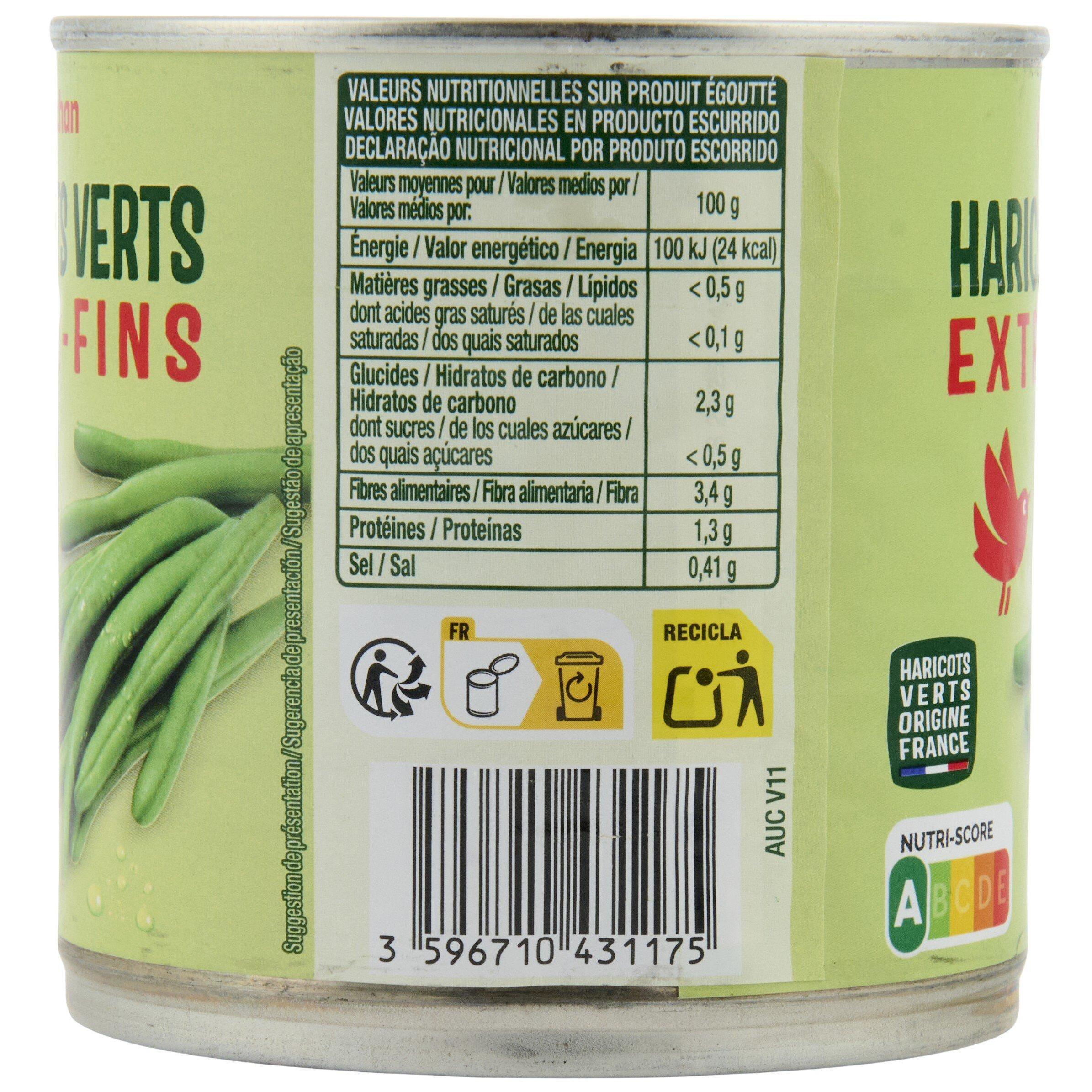 Voir la diapositive 3 : AUCHAN Haricots verts extra-fins 220g