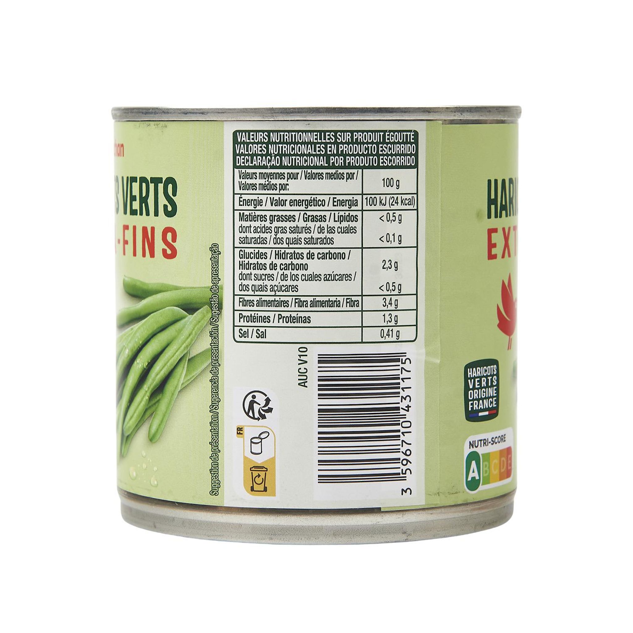 Voir la diapositive 5 : AUCHAN Haricots verts extra-fins 220g