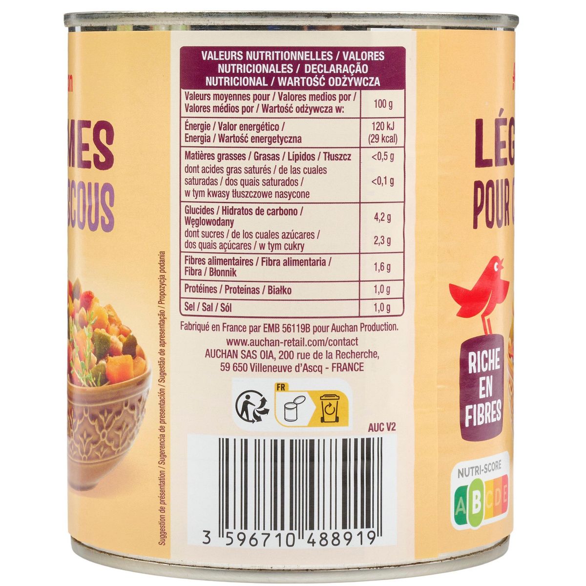 AUCHAN Légumes pour couscous 800g
