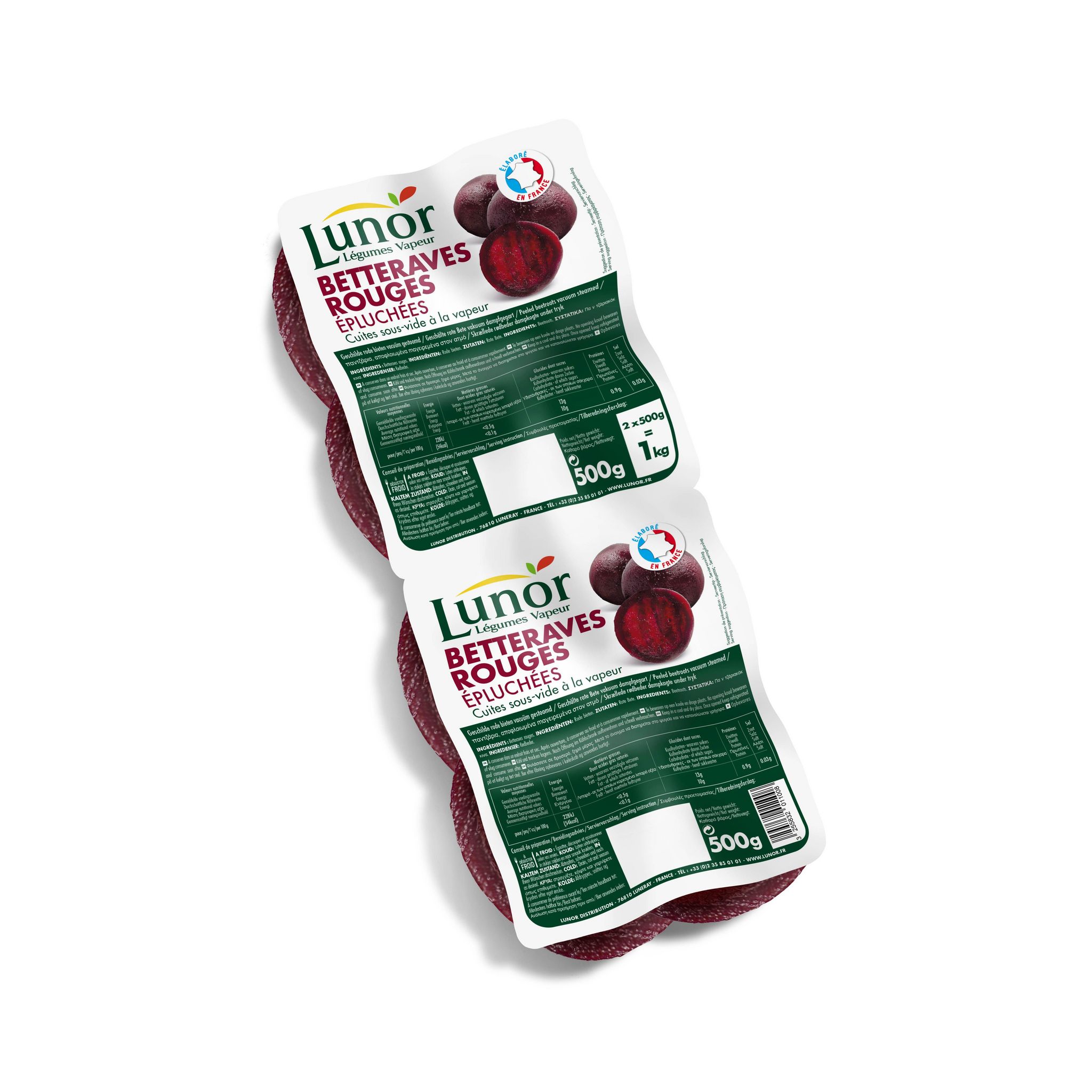 LUNOR Betteraves rouges épluchées 2x500g