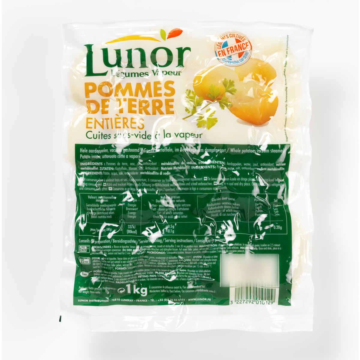 LUNOR Pommes de terre  rondes cuites sous vide à la vapeur 1kg